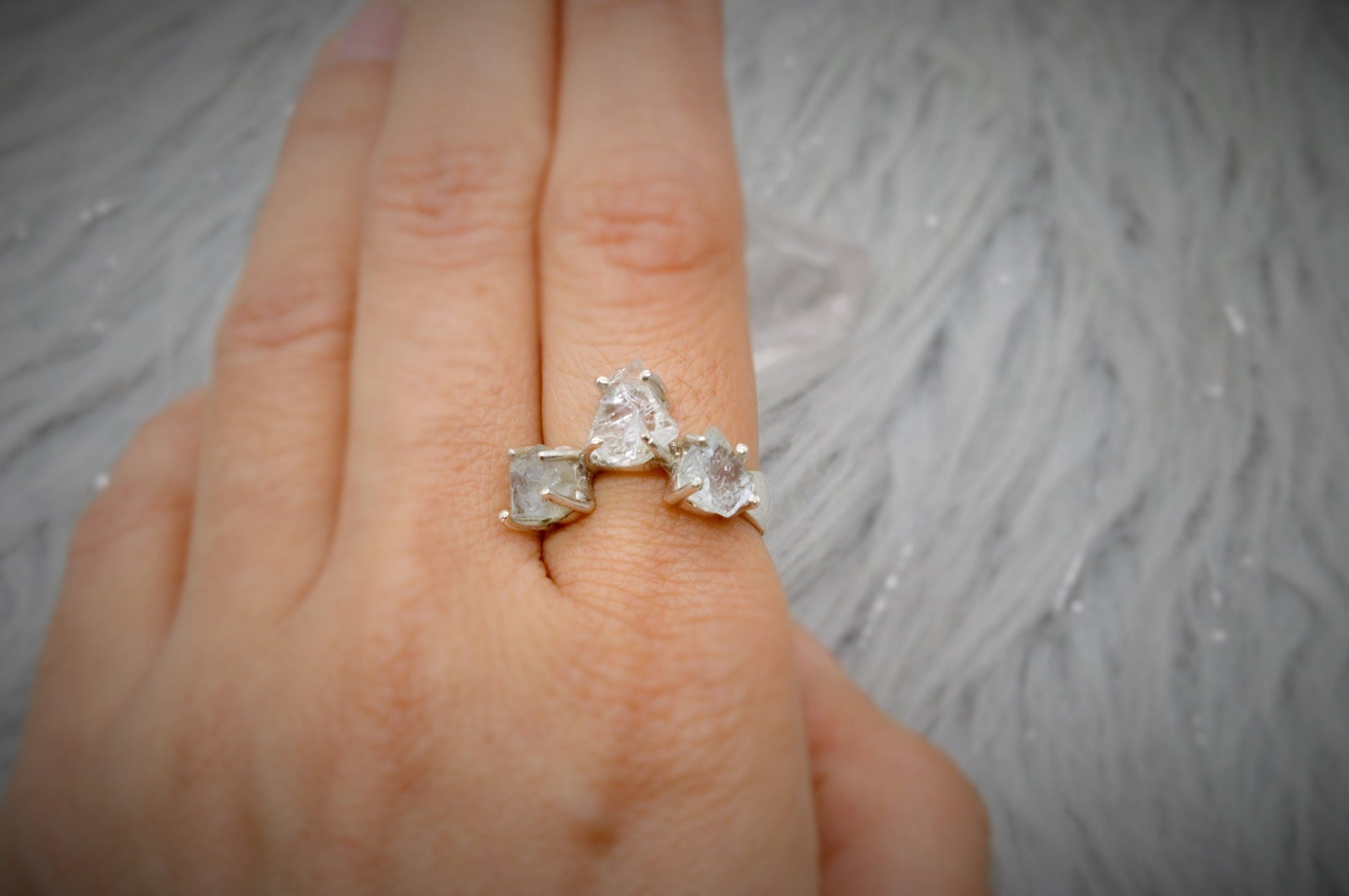 Raw Aquamarine Ring, Sterling Silver Dainty Gemstone Ring, UK Size L, March Birthstone, Aquamarine Jewelry, Rings For Women, Mothers Day