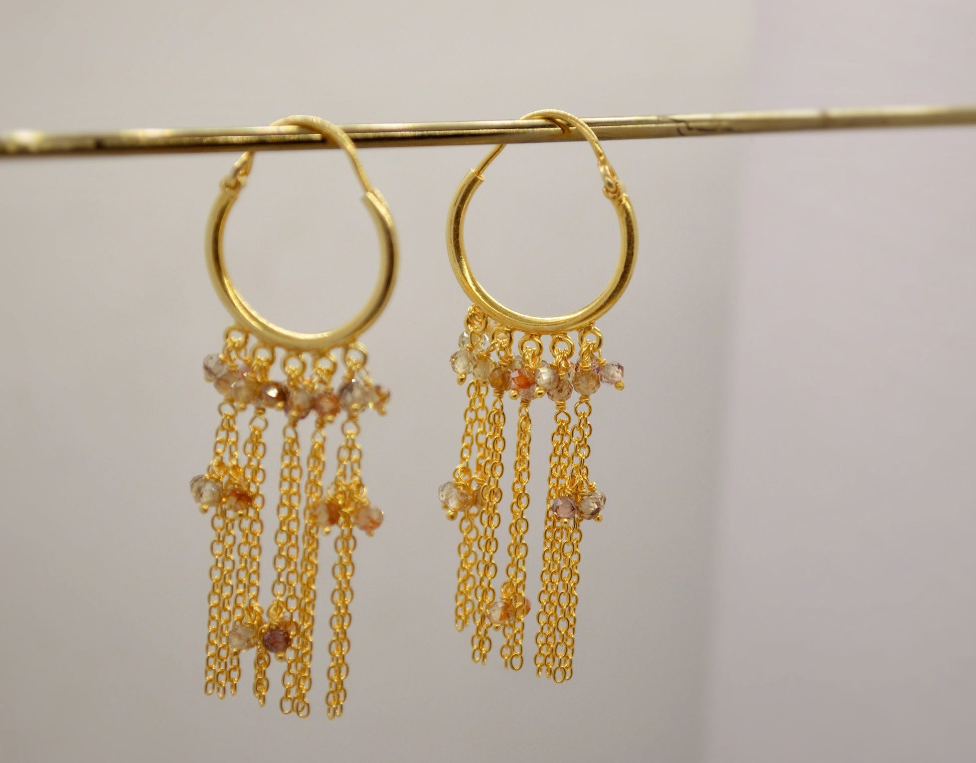 Zircon Dangle Gold Chandelier Earrings, Gold Plated Sterling Silver Bridal Earrings, Cubic Zirconia, Gifts For Her, Indian Jhumka Earrings