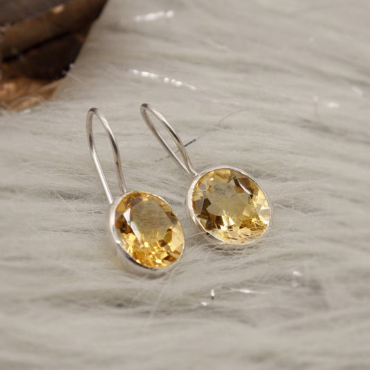 Citrine Earrings, Sterling Silver Earrings, Statement Unique Dangle Drop Earrings, November Birthstone, Gift For Her, Birthday Gift