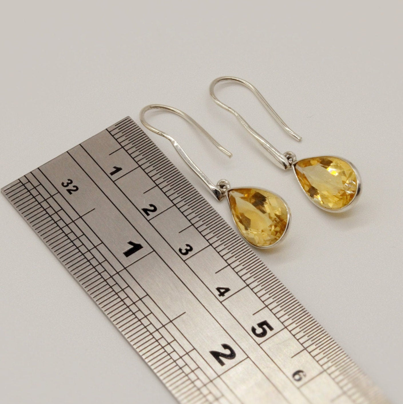 Sterling Silver Citrine Earrings, Citrine Jewelry, Unique Teardrop Gemstone Earrings, Statement Handmade November Birthstone Earrings