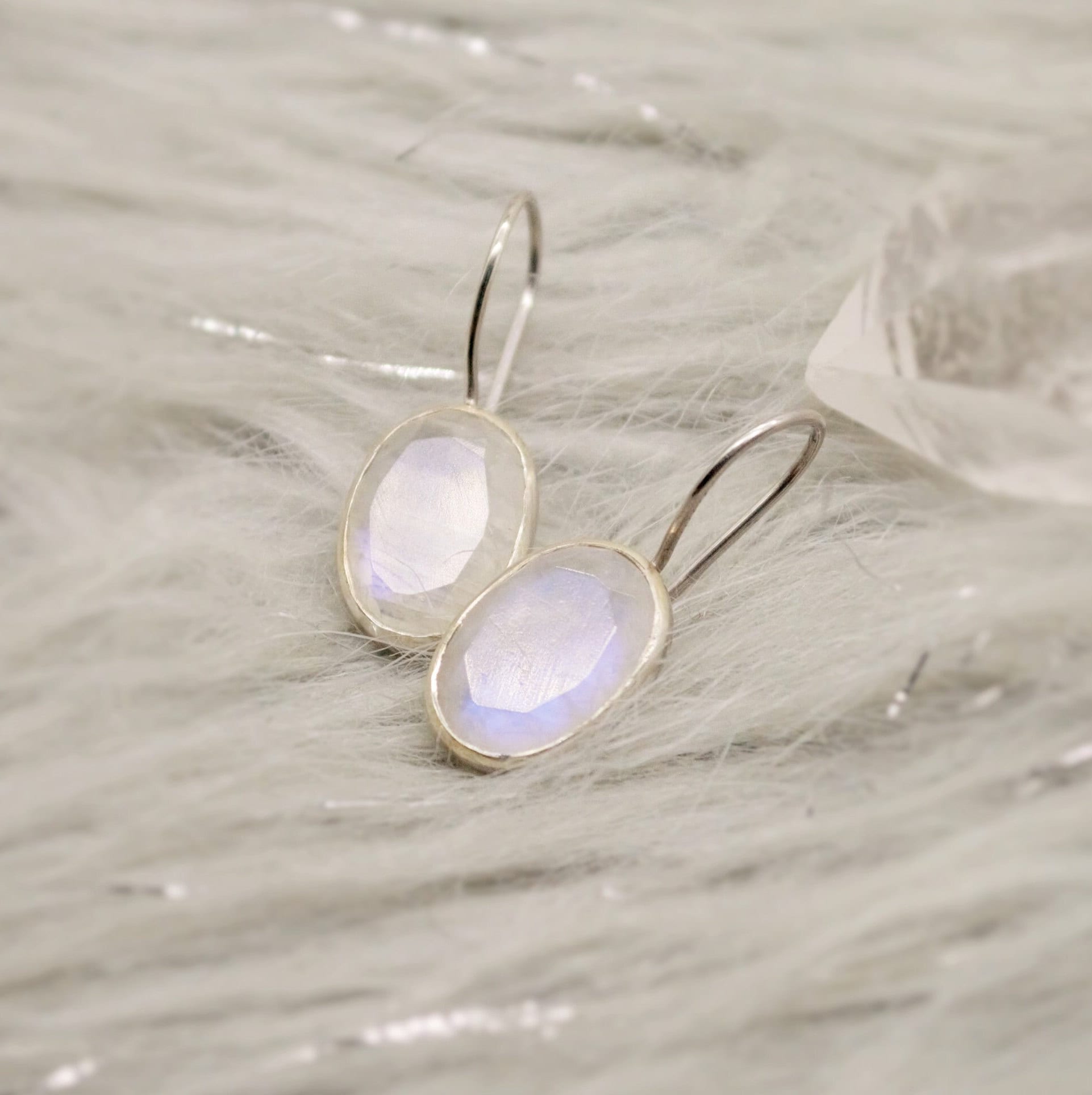 Rainbow Moonstone Sterling Silver Earrings, Drop Earrings, Moonstone Jewelry, Unique Handmade Earrings, Gifts For Her