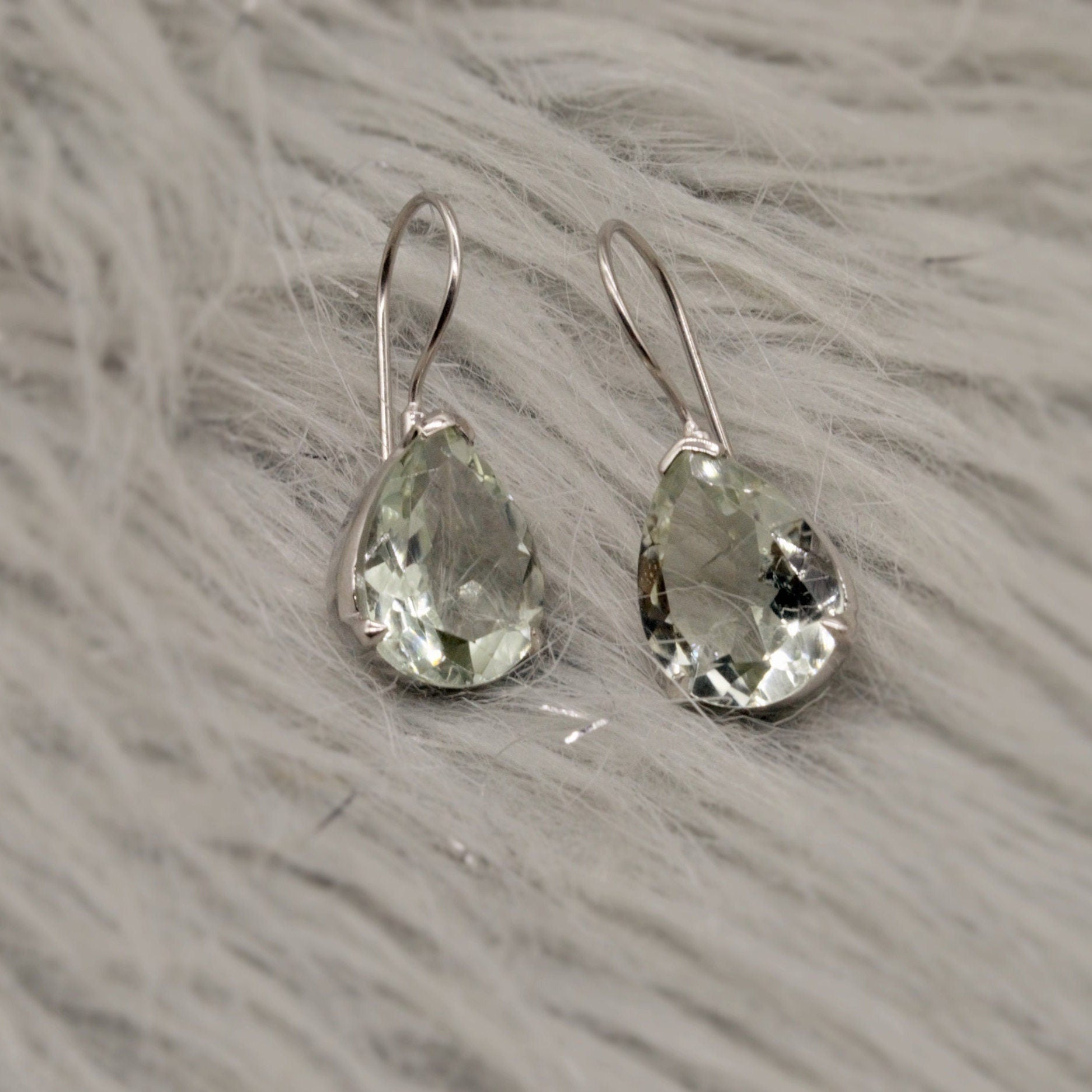 Green Amethyst Sterling Silver Earrings, February Birthstone Jewelry, Amethyst Drop Earrings, Gemstone Dangle, Best Friend Birthday Gift