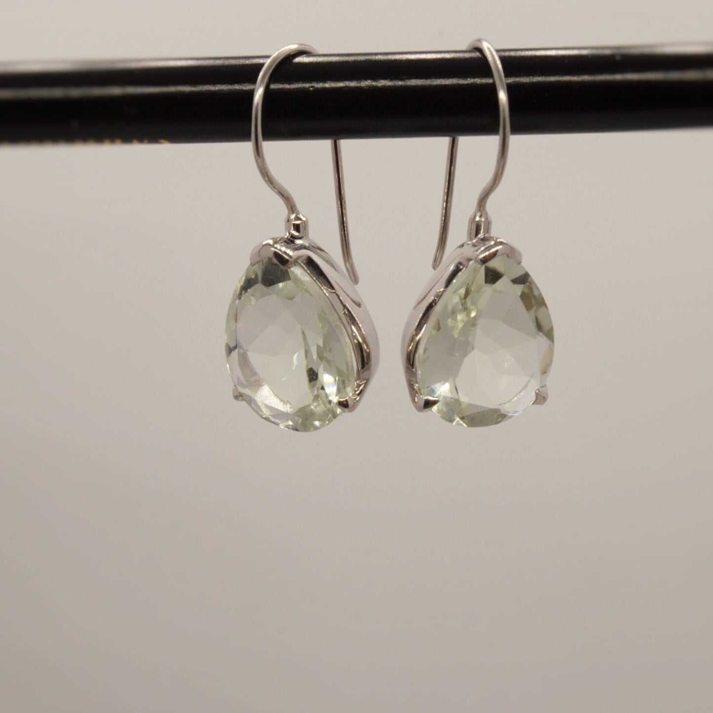 Green Amethyst Sterling Silver Earrings, February Birthstone Jewelry, Amethyst Drop Earrings, Gemstone Dangle, Best Friend Birthday Gift