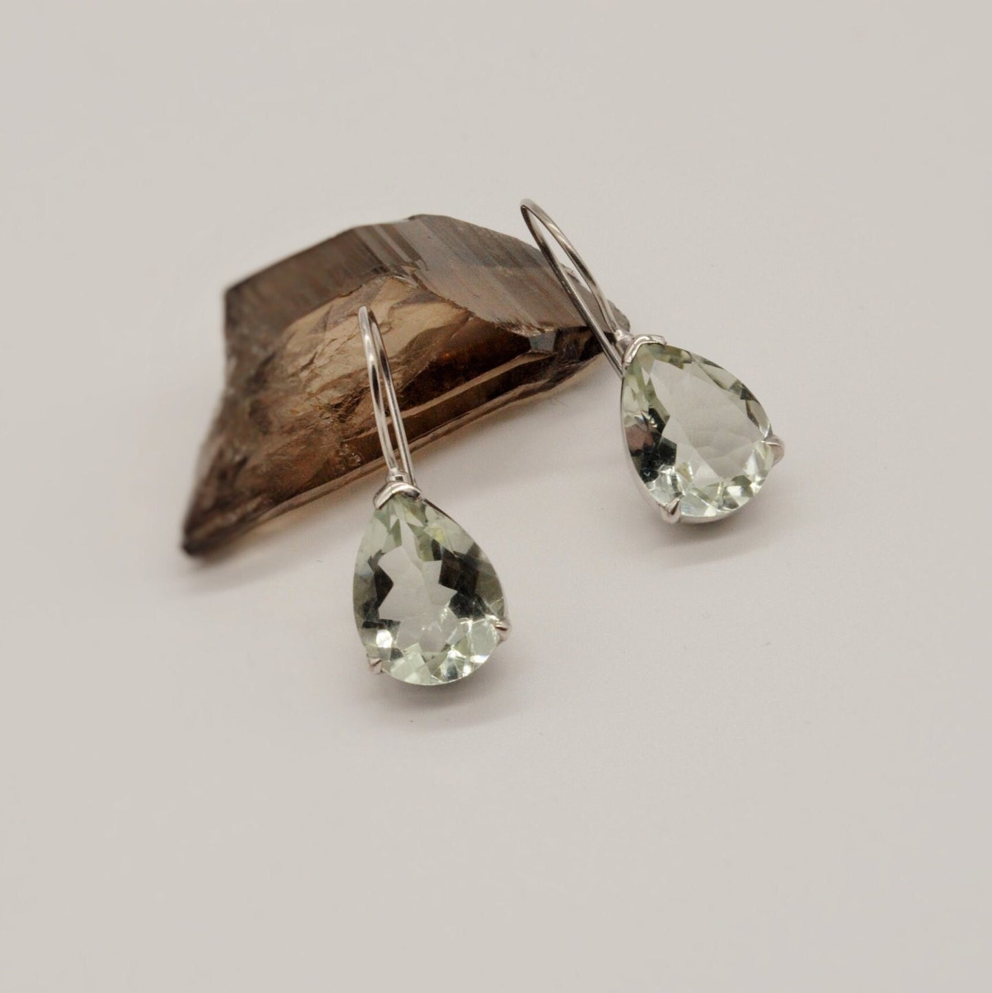 Green Amethyst Sterling Silver Earrings, February Birthstone Jewelry, Amethyst Drop Earrings, Gemstone Dangle, Best Friend Birthday Gift