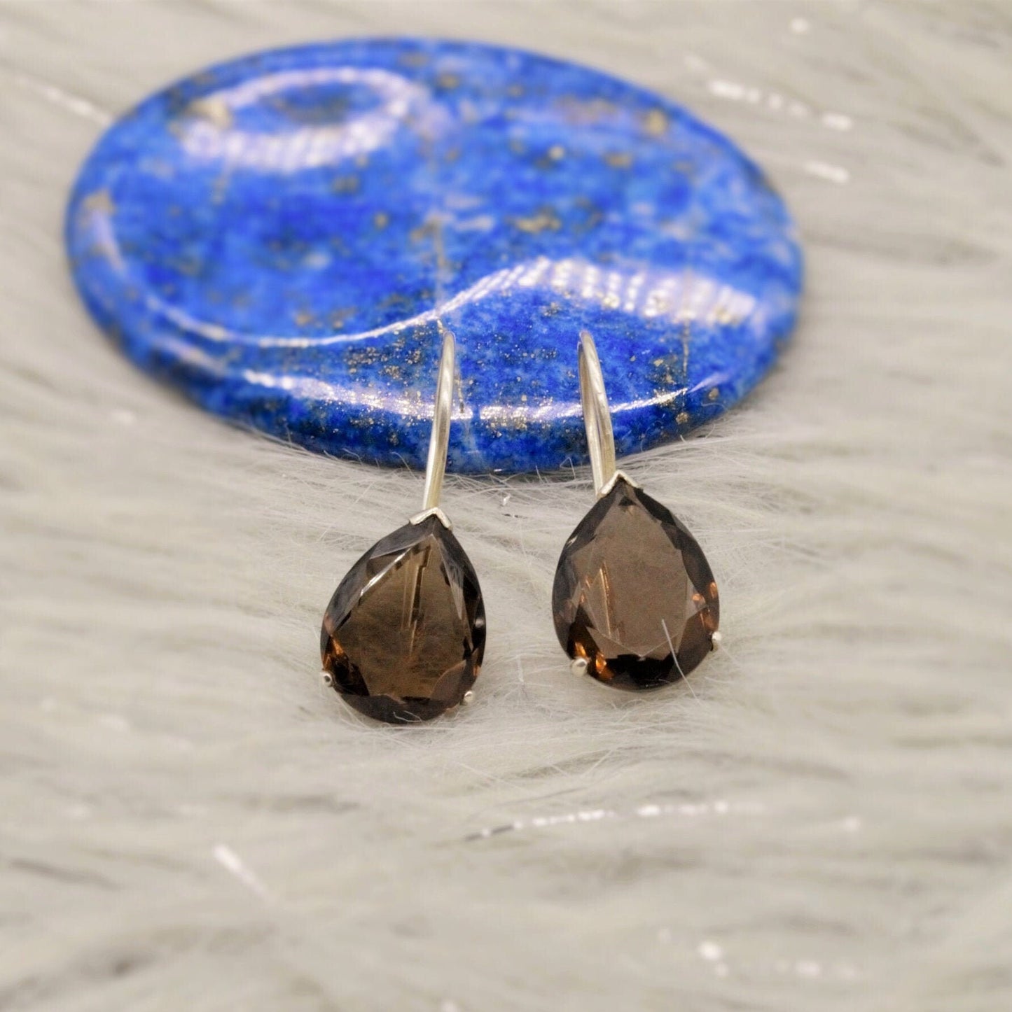 Smokey Quartz Sterling Silver Earrings, Black Quartz Dangle Drop Gemstone Earrings, Bridesmaid Gift, Birthday, Gift For Her