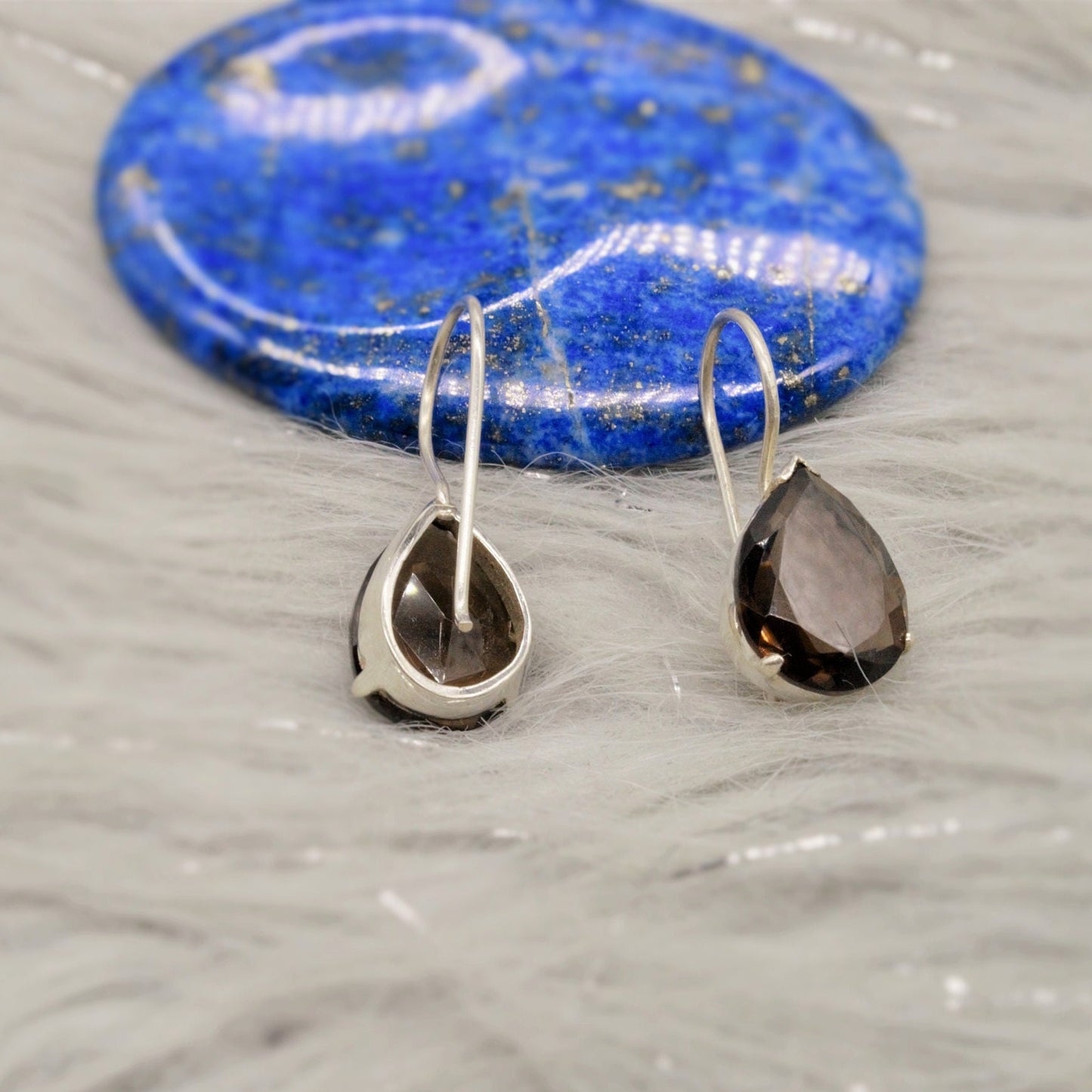 Smokey Quartz Sterling Silver Earrings, Black Quartz Dangle Drop Gemstone Earrings, Bridesmaid Gift, Birthday, Gift For Her