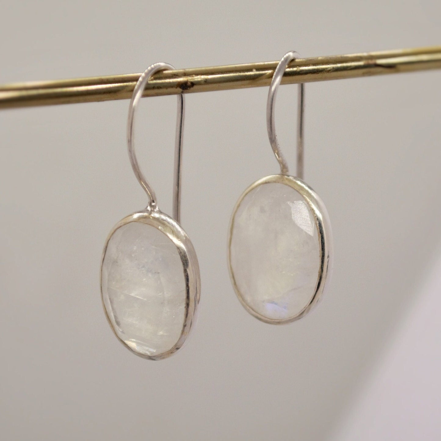 Rainbow Moonstone Sterling Silver Earrings, Drop Earrings, Moonstone Jewelry, Unique Handmade Earrings, Gifts For Her