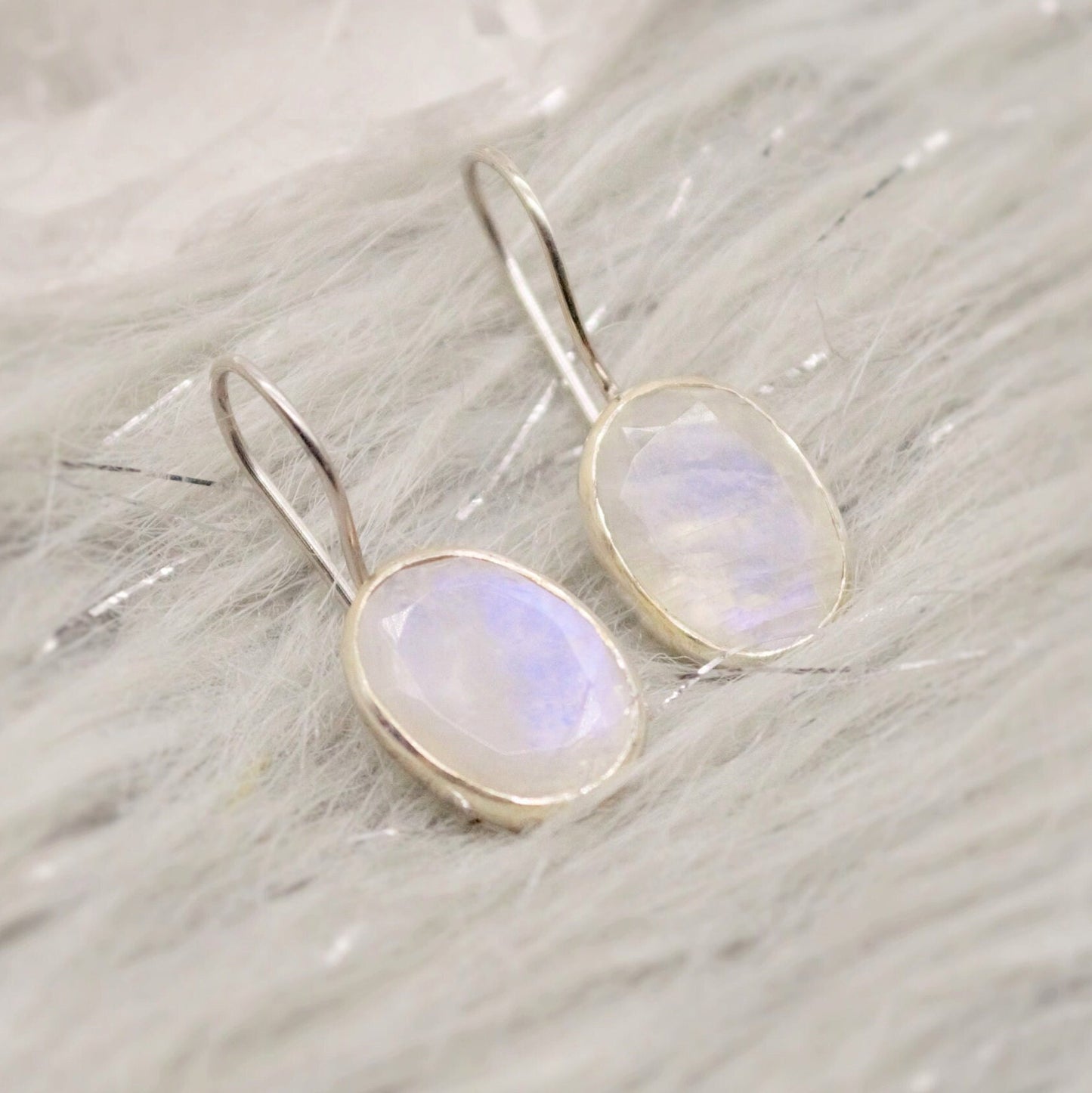 Rainbow Moonstone Sterling Silver Earrings, Drop Earrings, Moonstone Jewelry, Unique Handmade Earrings, Gifts For Her