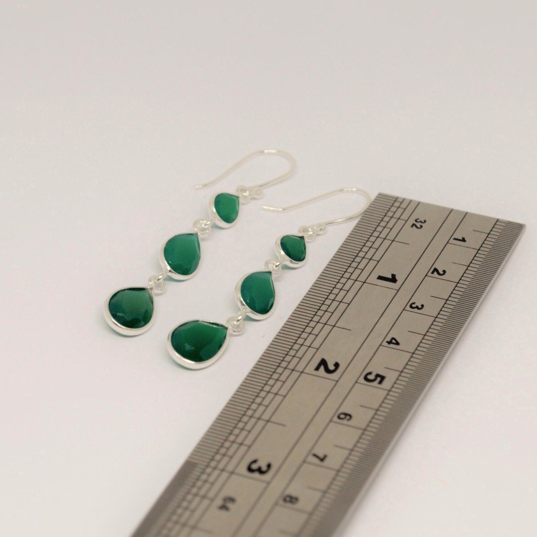 Green Onyx Sterling Silver Drop Earrings, Green Gemstone Dangle Earrings, Unique Statement Earrings, Bridesmaid Gift, Birthday Gifts For Her