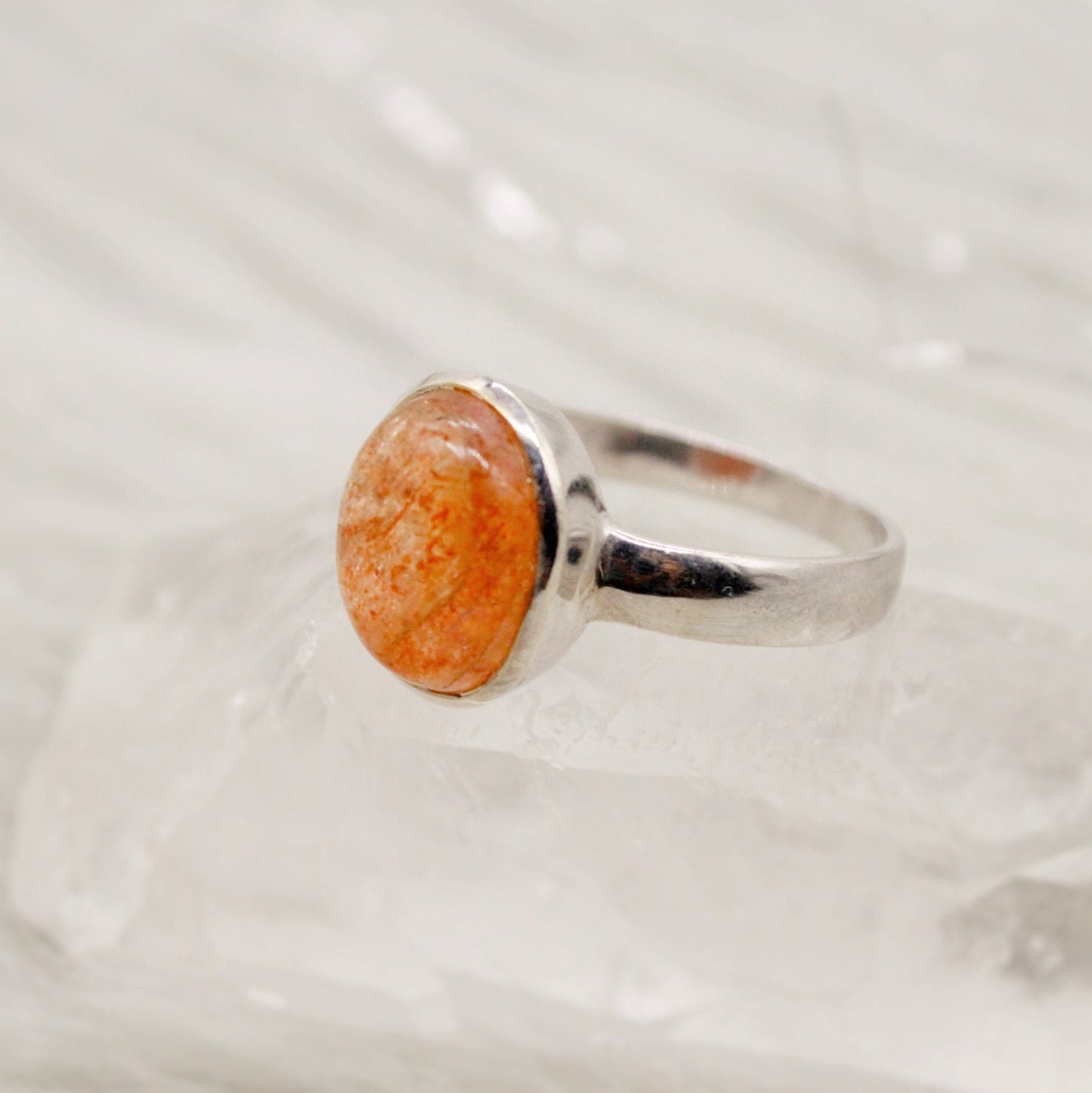 Sunstone Sterling Silver Ring, Orange Gemstone Ring, Rings For Women, Sunstone Jewelry, Birthday Gift For Her, Mothers Day Gift, Anniversary