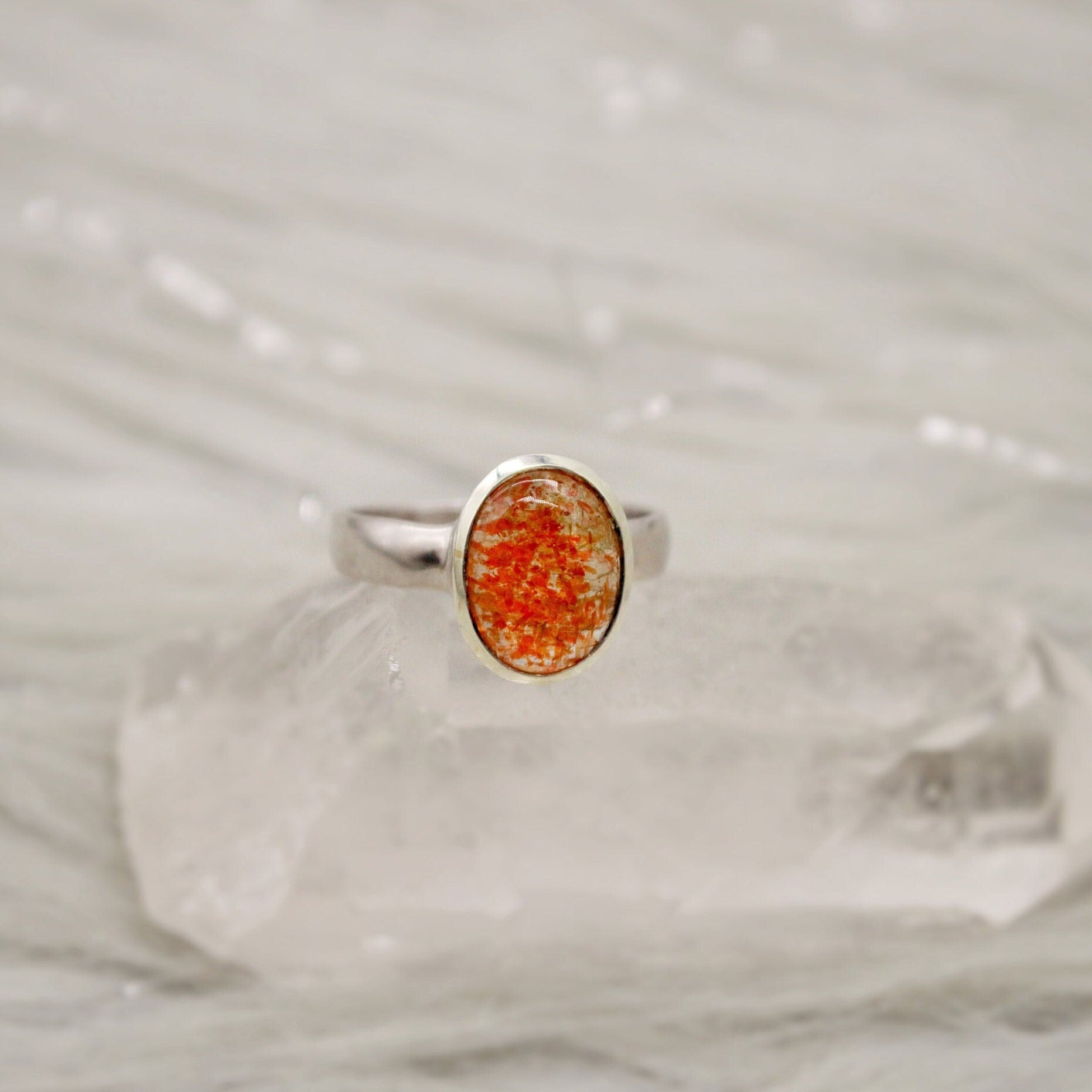 Sunstone Sterling Silver Ring, Orange Gemstone Ring, Rings For Women, Sunstone Jewelry, Birthday Gift For Her, Mothers Day Gift, Anniversary