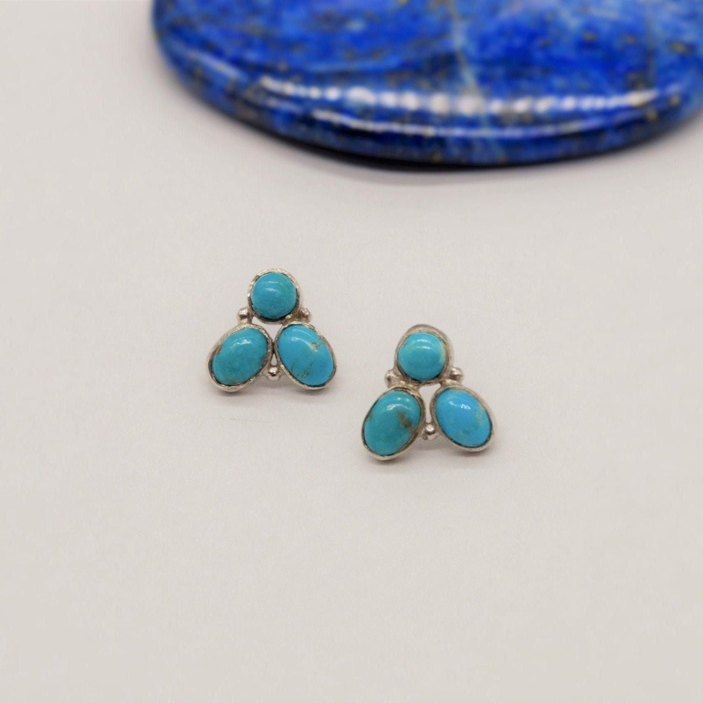 Turquoise Silver Stud Earrings Set, 925 Silver Studs, Turquoise Jewelry, December Birthstone, Gemstone Studs, Gifts For Her