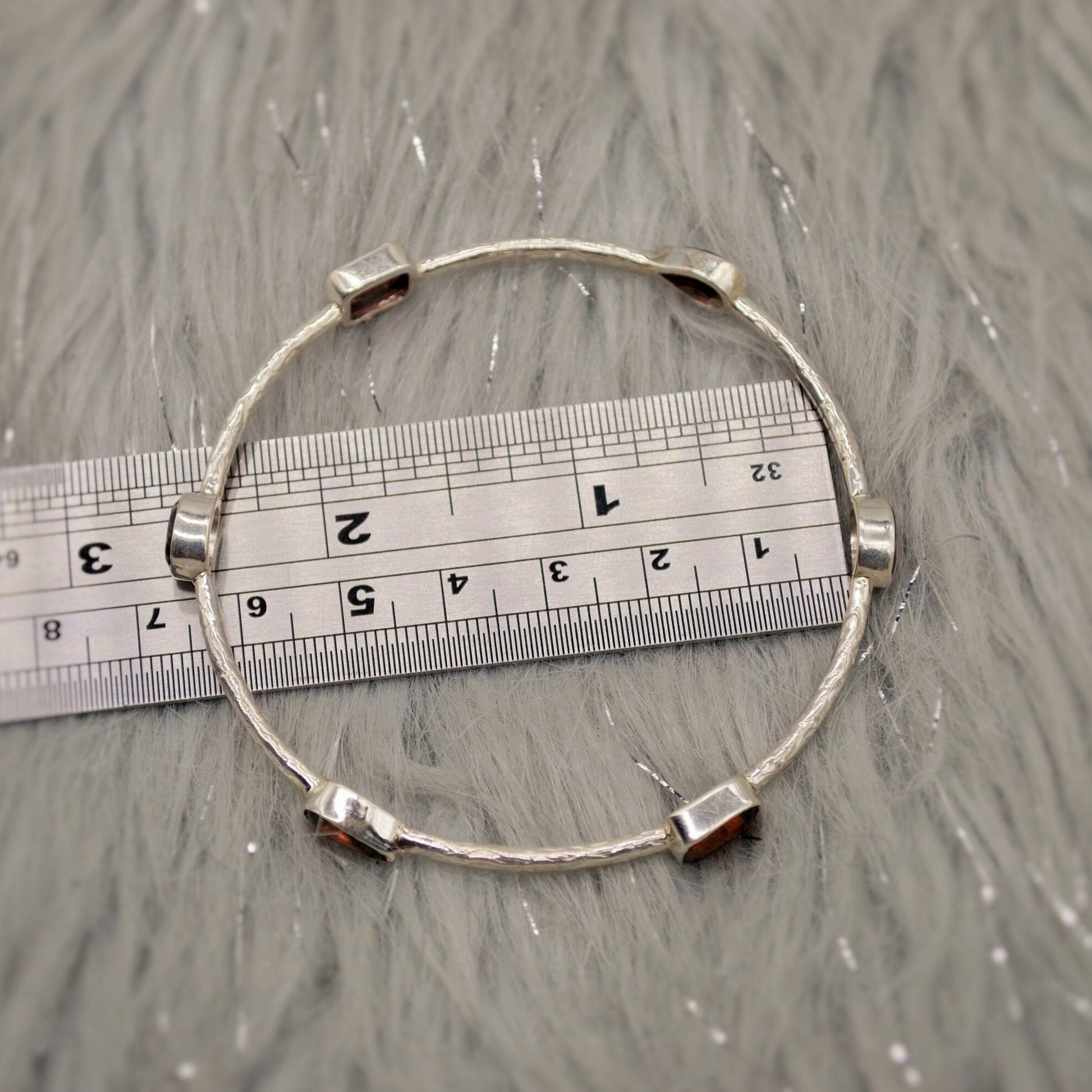 Multi Shaped Red Garnet Silver Bangle, Birthstone Bracelet, 6cm Diameter 18.9cm Circumference, Silver Bangles Gifts, January Birthstone