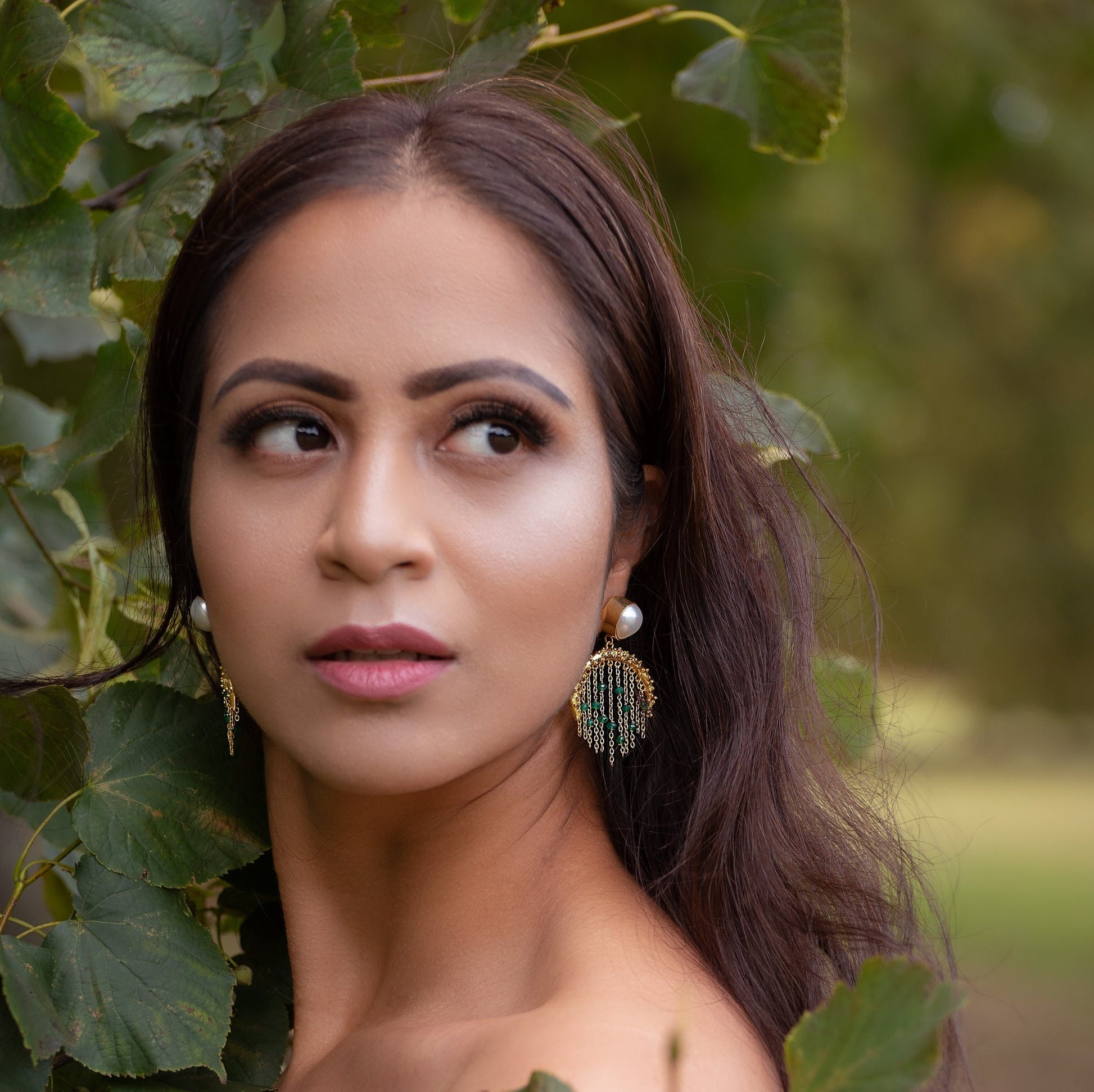 Green Onyx, Pearl Gold Drop Earrings, June Birthstone Jewelry, Statement Unique Earrings, Jhumka Earrings, Gifts For Her, Birthday Gift