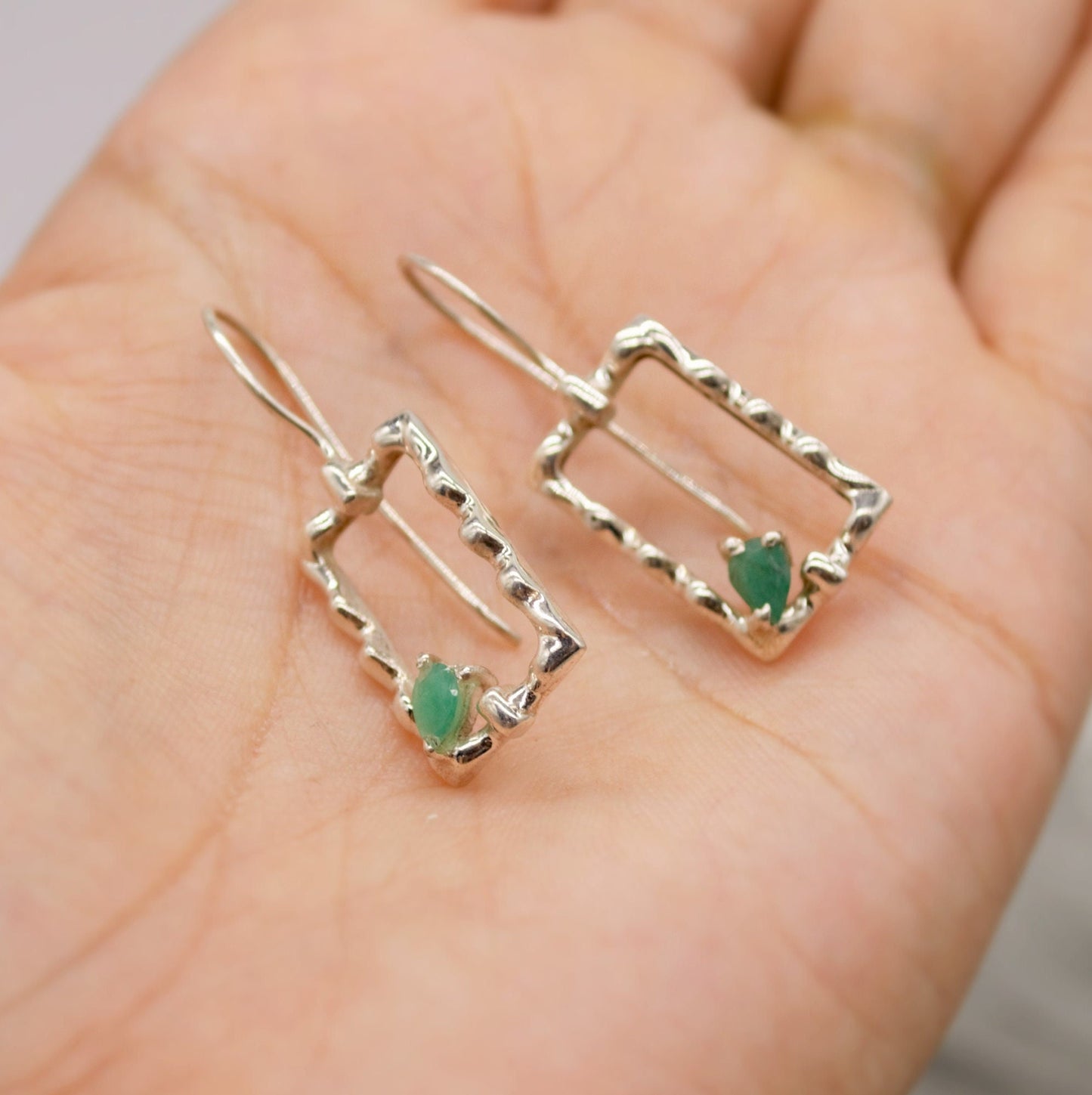 Emerald Earrings, Sterling Silver Earrings, Green Gemstone Earrings, May Birthstone, Birthday Gifts For Her, Christmas, Birthday Gifts