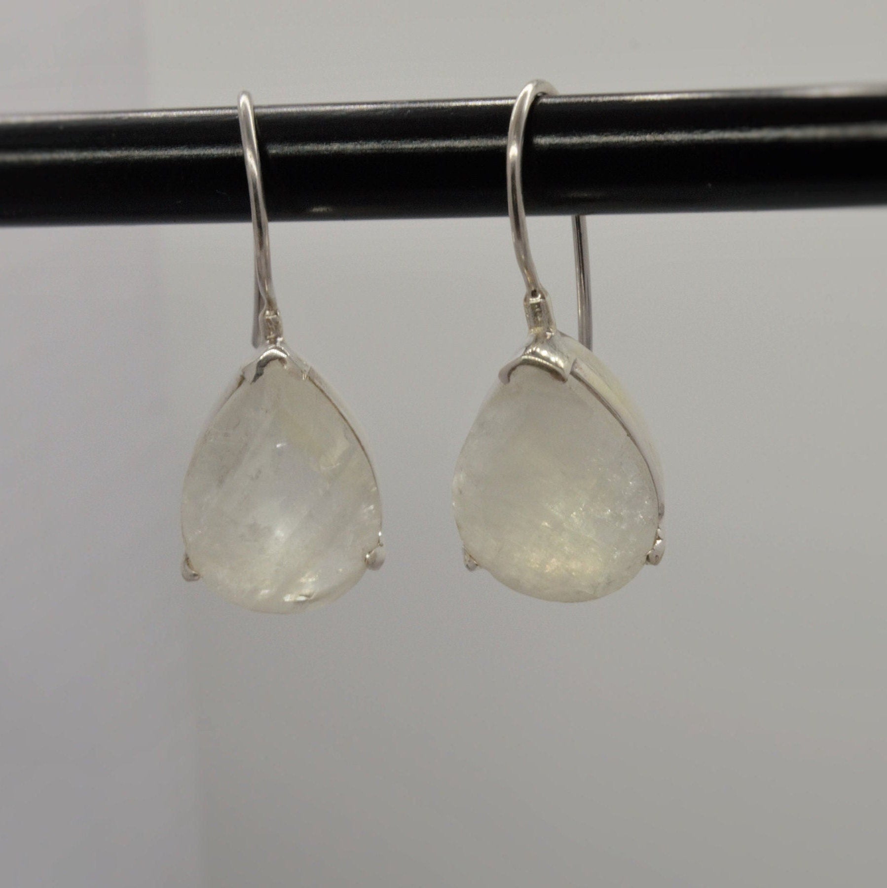 Rainbow Moonstone Sterling Silver Earrings, Drop Earrings, Moonstone Jewelry, Unique Handmade Earrings, Gifts For Her