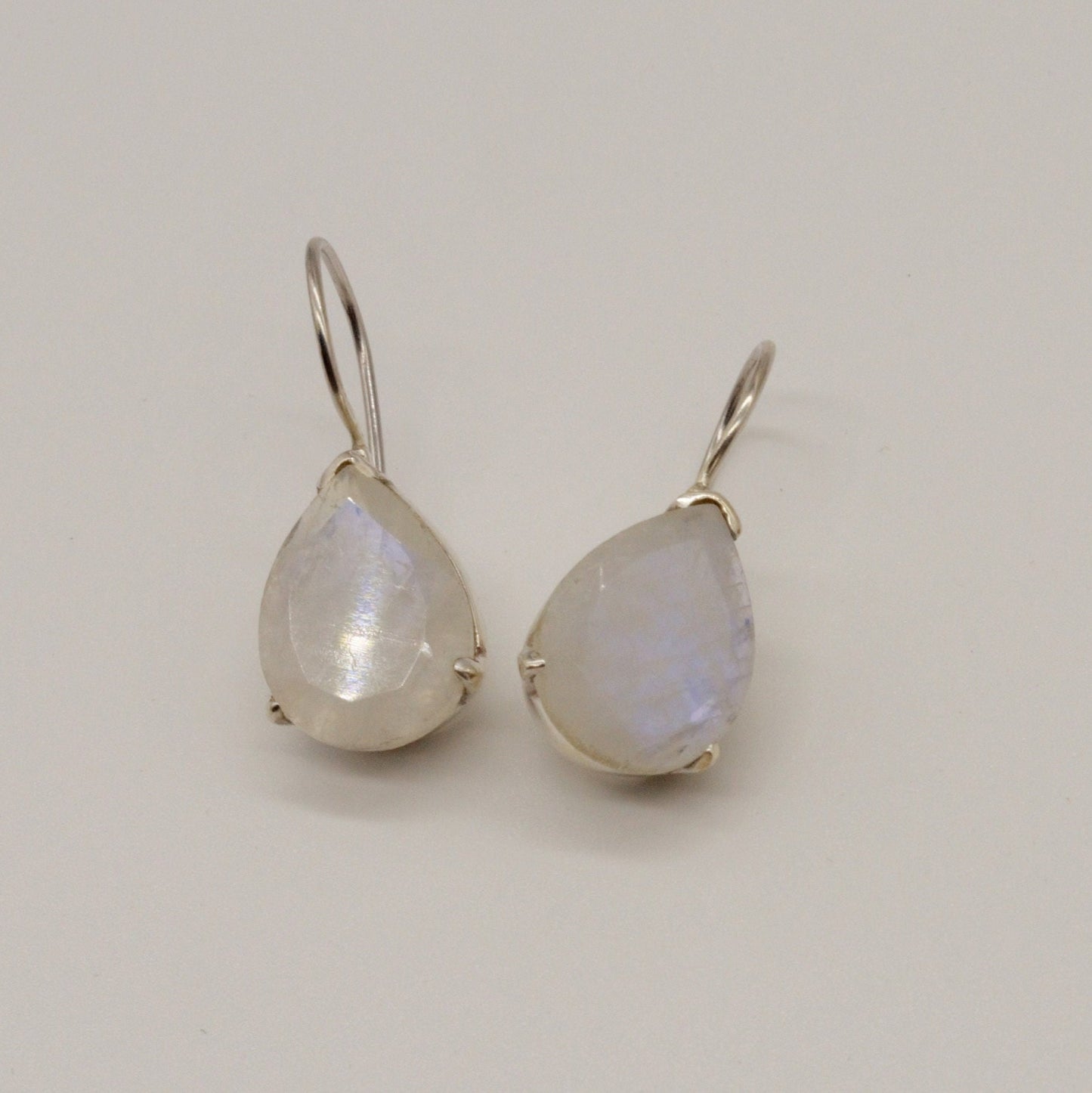 Rainbow Moonstone Sterling Silver Earrings, Drop Earrings, Moonstone Jewelry, Unique Handmade Earrings, Gifts For Her