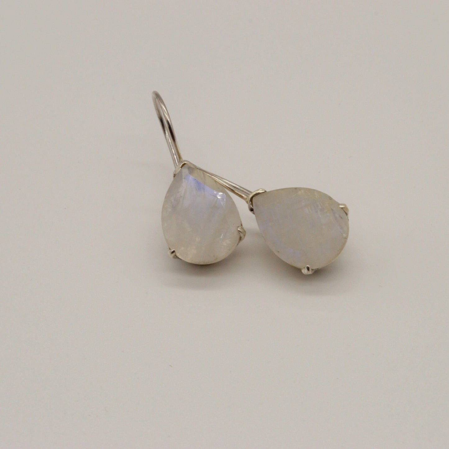 Rainbow Moonstone Sterling Silver Earrings, Drop Earrings, Moonstone Jewelry, Unique Handmade Earrings, Gifts For Her