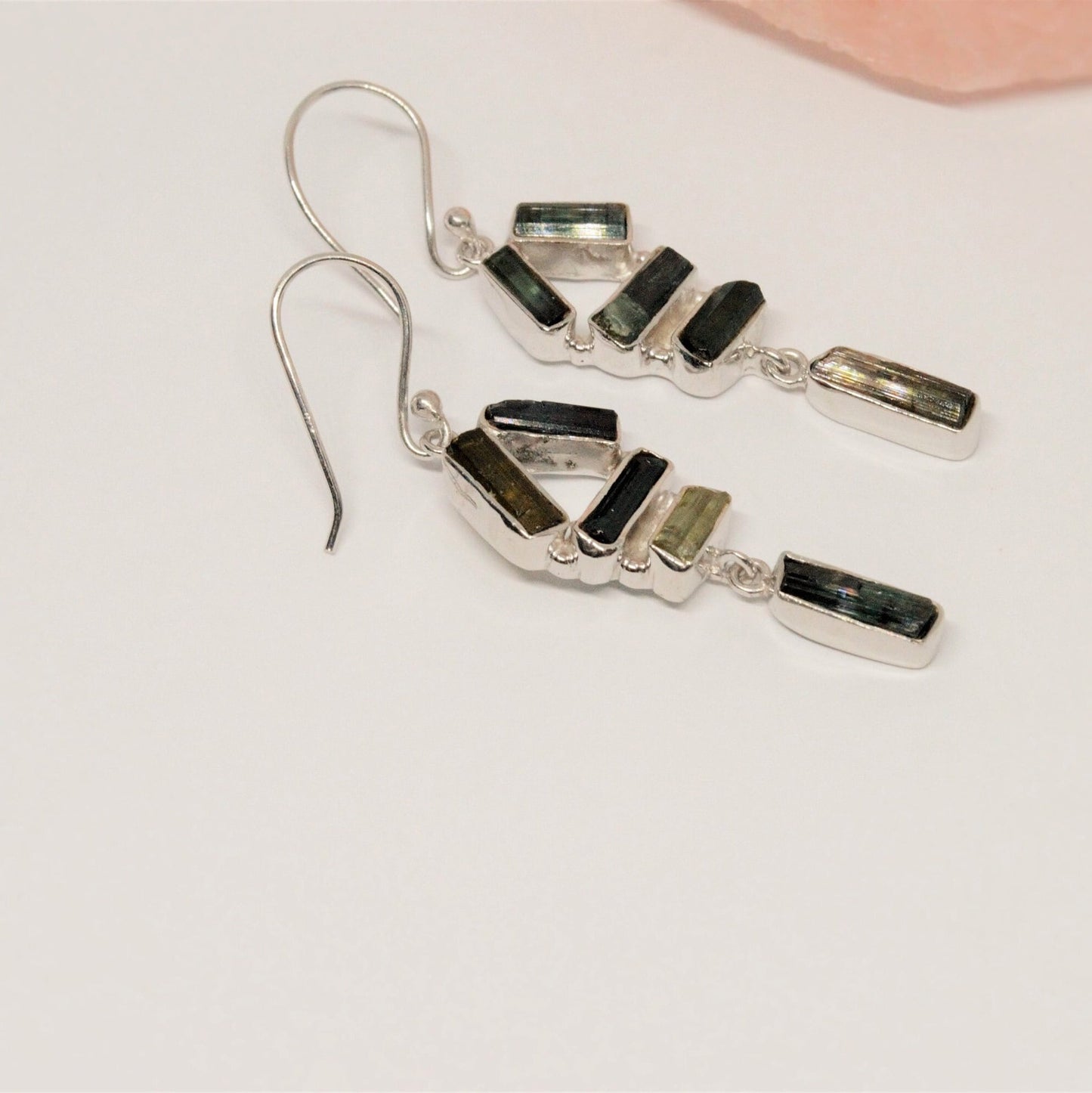 Mixed Tourmaline Earrings, Green Tourmaline Earrings, Handmade Sterling Silver Earrings, Gift For Women, Birthday Gift, October Birthstone