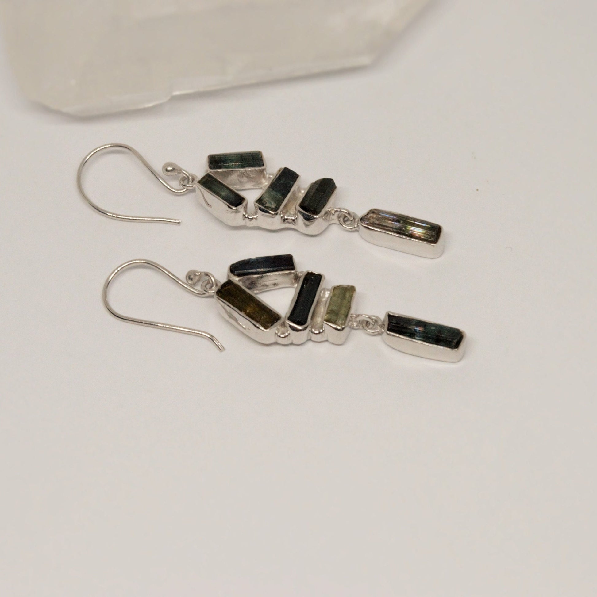 Mixed Tourmaline Earrings, Green Tourmaline Earrings, Handmade Sterling Silver Earrings, Gift For Women, Birthday Gift, October Birthstone