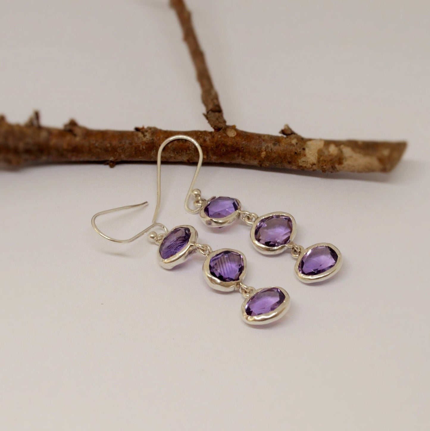 Amethyst Sterling Silver Drop Earrings, February Birthstone Jewelry, Amethyst Jewelry, Dangle Drop Earrings, Best Friend Gift For Her