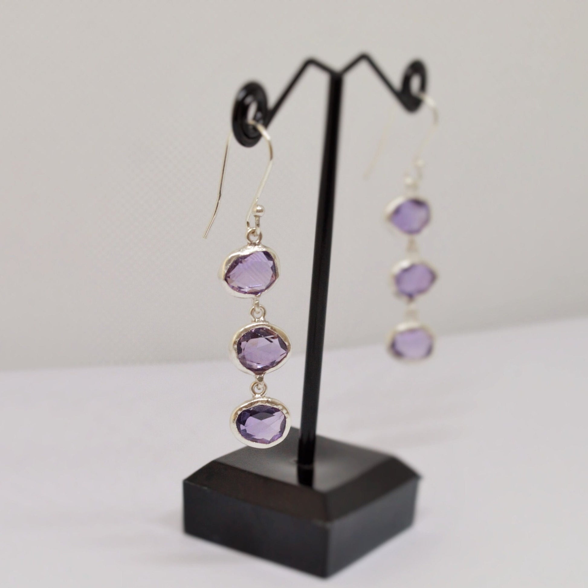 Amethyst Sterling Silver Drop Earrings, February Birthstone Jewelry, Amethyst Jewelry, Dangle Drop Earrings, Best Friend Gift For Her