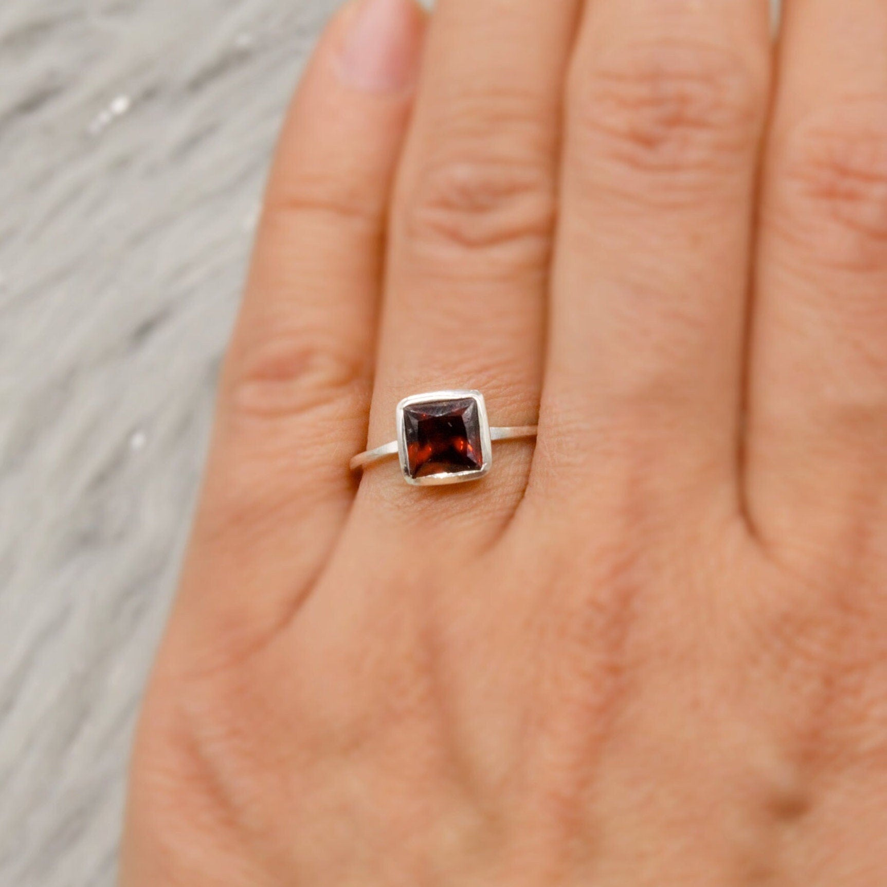 Garnet Ring, 925 Sterling Silver Ring, Red Ring, Stacking Rings, January Birthstone Ring, Gemstone Rings For Women, Birthday Gifts For Her