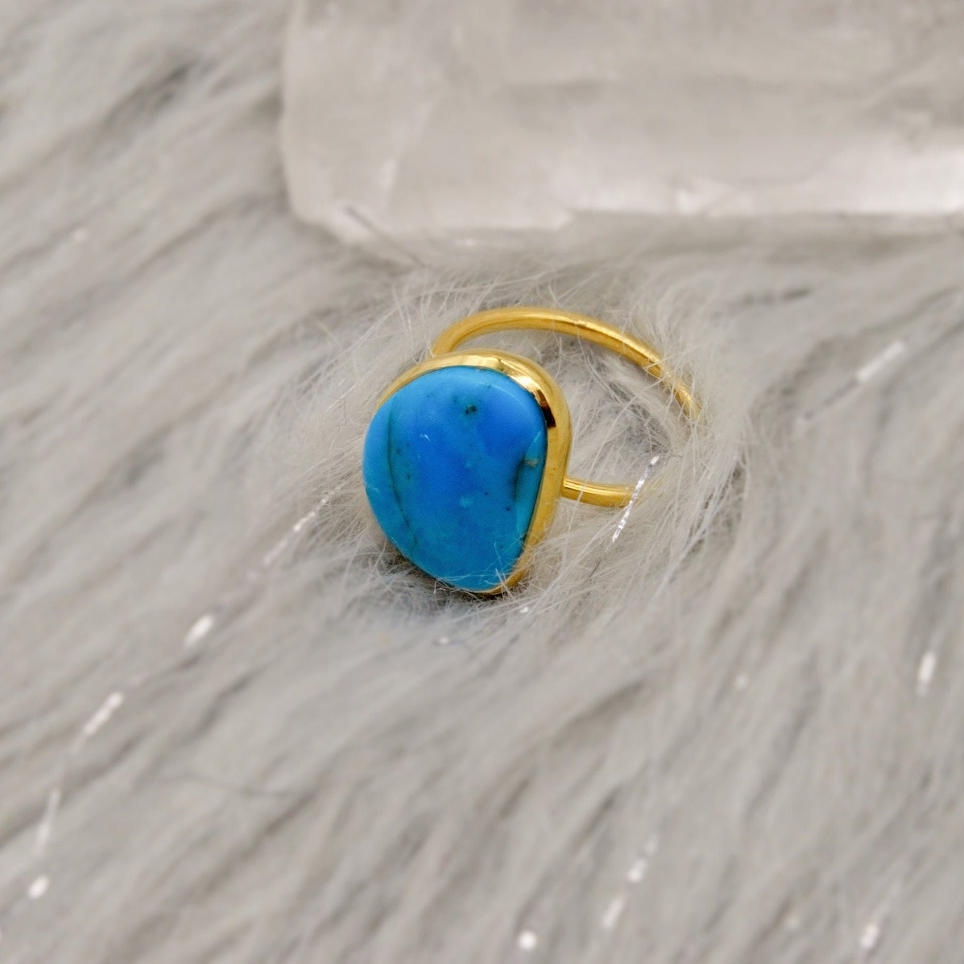 Gold Turquoise Ring, Gold Plated Sterling Silver Ring, December Birthstone, Gifts For Her, Birthday, Anniversary, Birthstone Ring