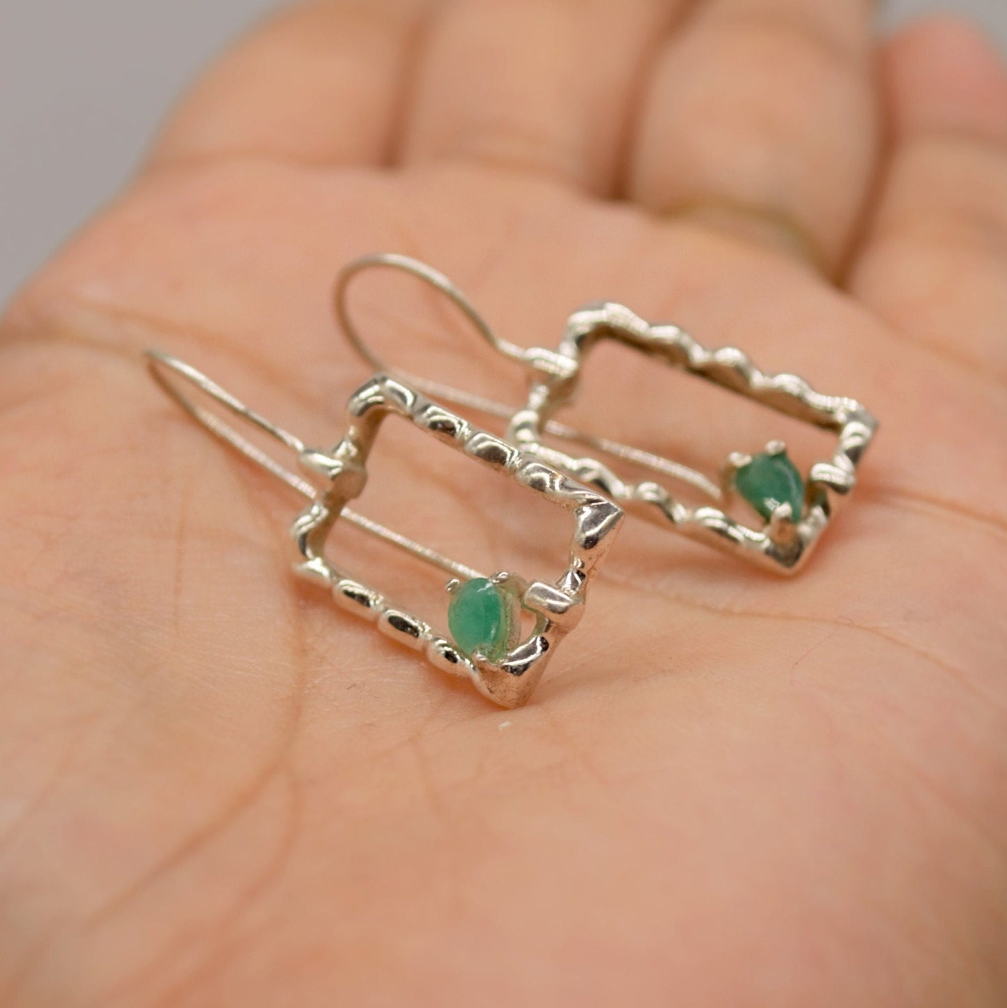 Emerald Earrings, Sterling Silver Earrings, Green Gemstone Earrings, May Birthstone, Birthday Gifts For Her, Christmas, Birthday Gifts