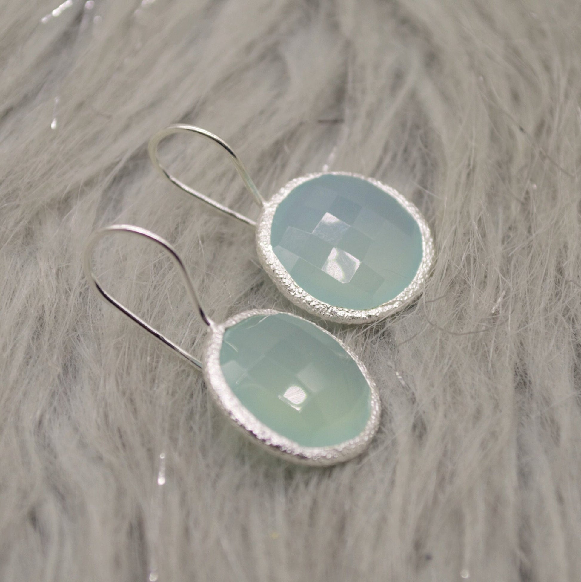 Aqua Chalcedony Earrings, Blue Dangle Earrings, Chalcedony Jewelry, Unique Sterling Silver Earrings, Birthday Gift For Her, Bridesmaid Gift