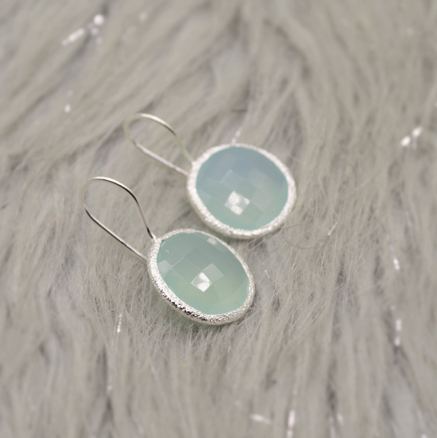 Aqua Chalcedony Earrings, Blue Dangle Earrings, Chalcedony Jewelry, Unique Sterling Silver Earrings, Birthday Gift For Her, Bridesmaid Gift