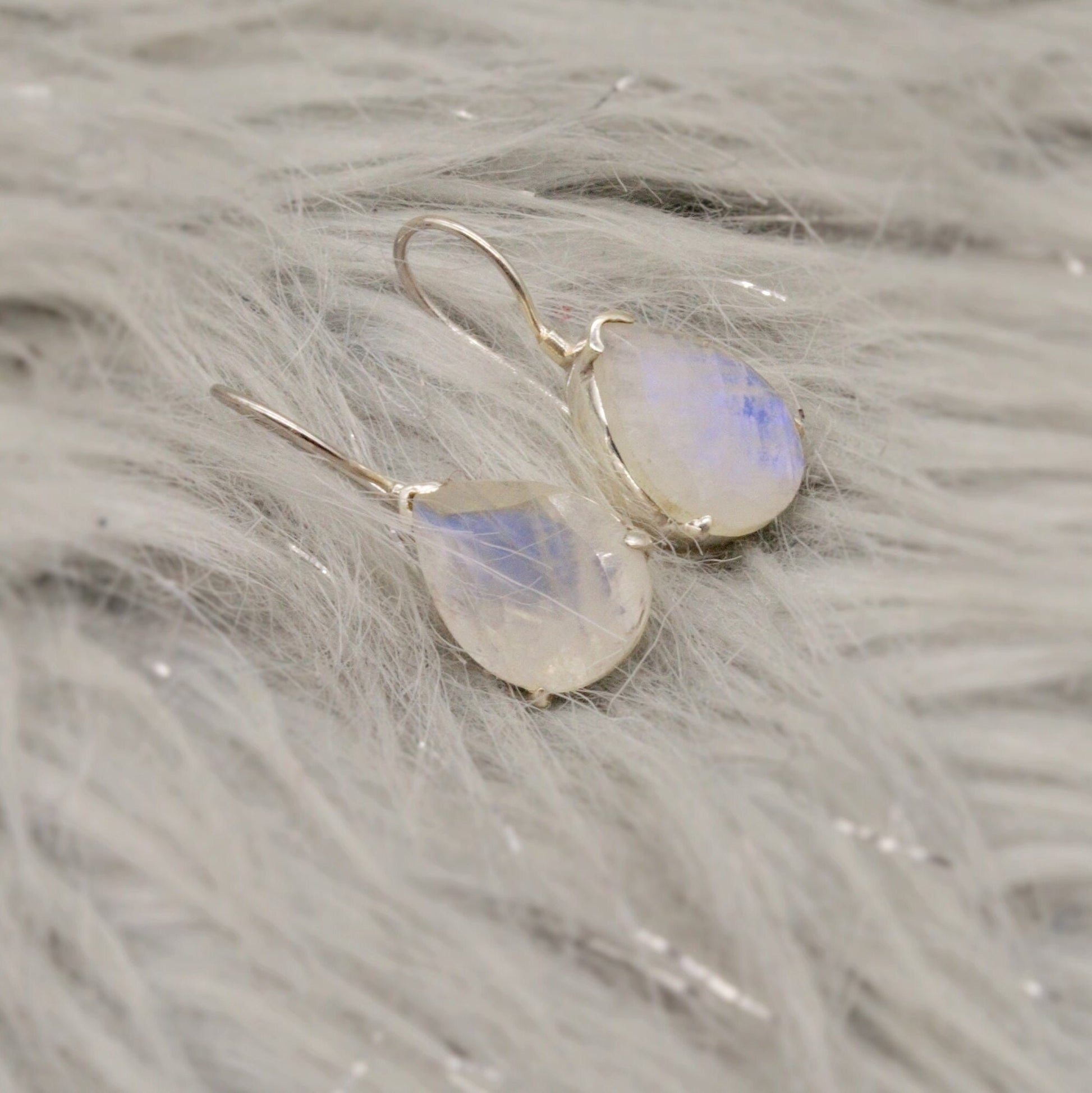 Rainbow Moonstone Sterling Silver Earrings, Drop Earrings, Moonstone Jewelry, Unique Handmade Earrings, Gifts For Her