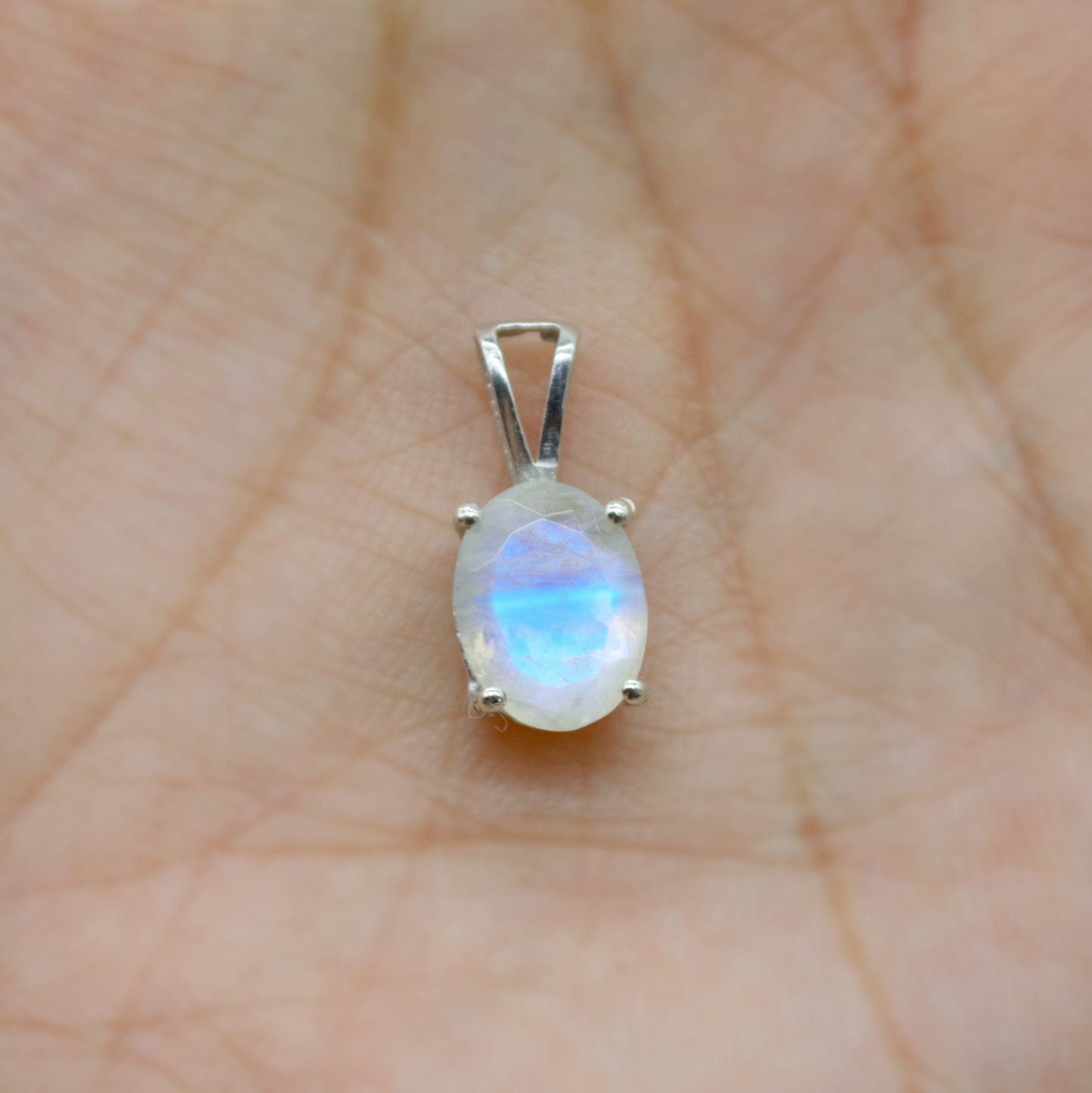 Gemstone Pendant Blue Topaz, Citrine, Peridot, Moonstone, Labradorite, Amethyst, Green Onyx, Dainty Sterling Silver Birthstone Pendant