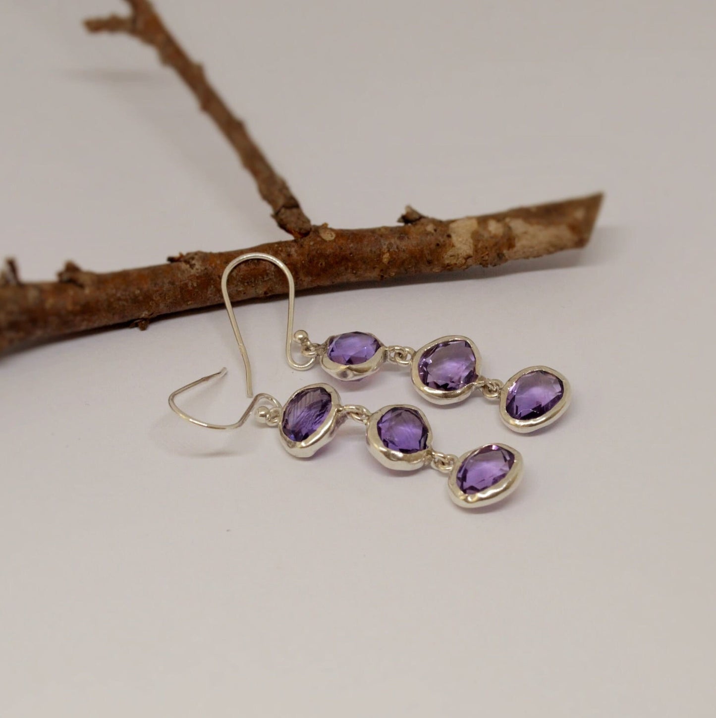 Amethyst Sterling Silver Drop Earrings, February Birthstone Jewelry, Amethyst Jewelry, Dangle Drop Earrings, Best Friend Gift For Her