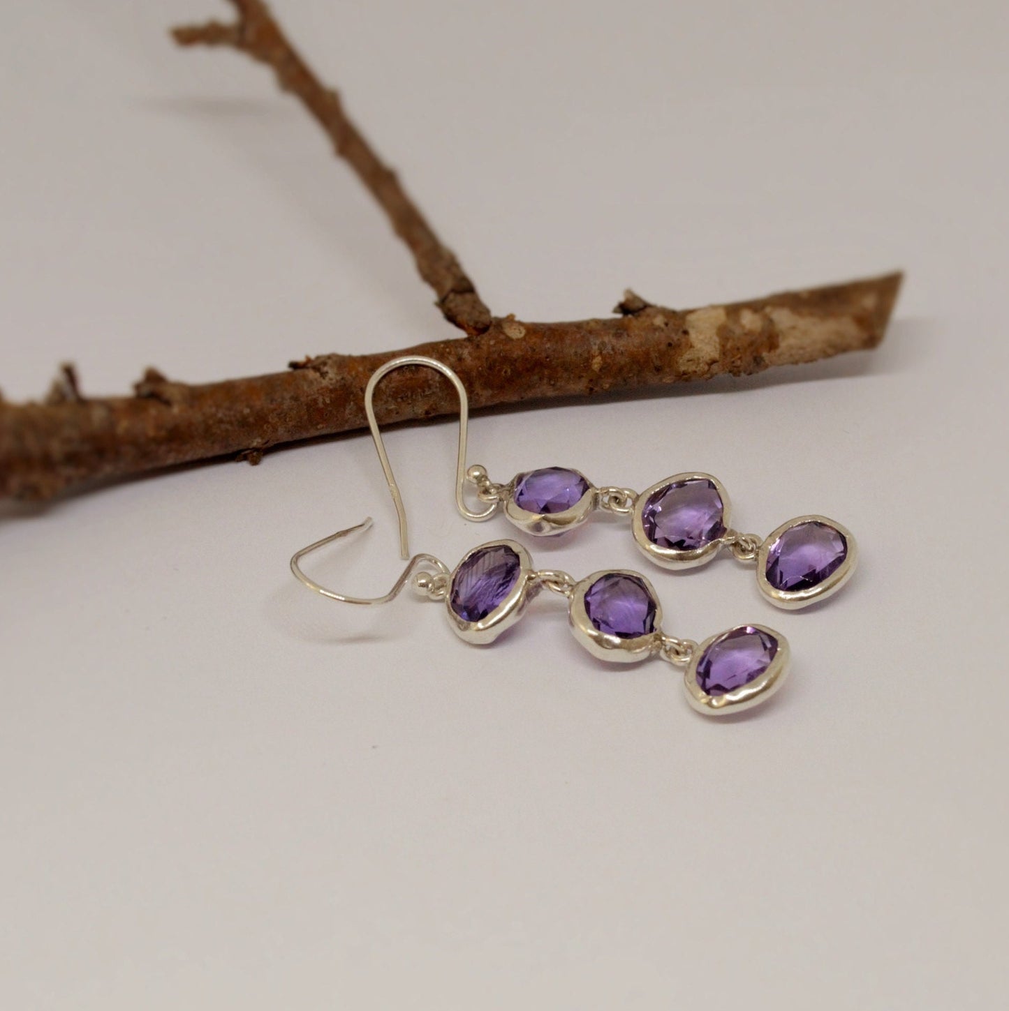 Amethyst Sterling Silver Drop Earrings, February Birthstone Jewelry, Amethyst Jewelry, Dangle Drop Earrings, Best Friend Gift For Her