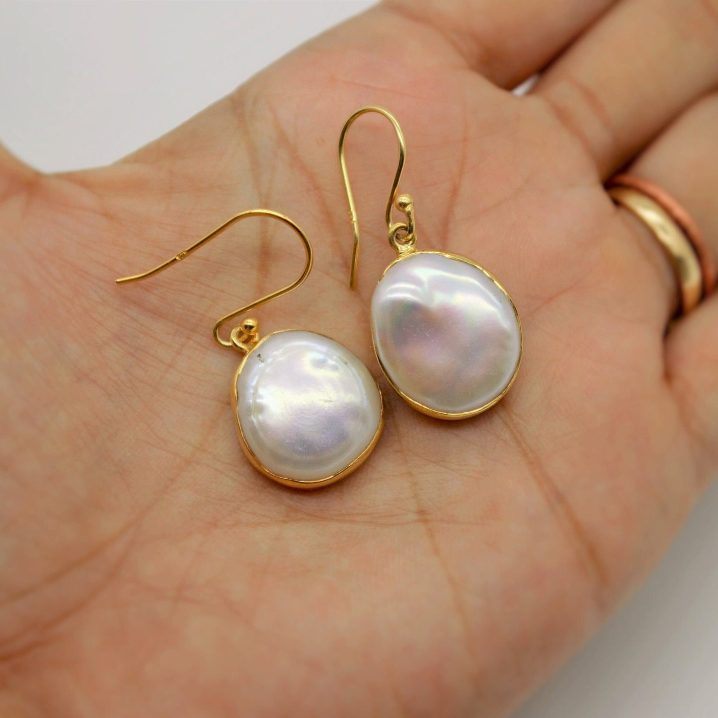Pearl Earrings, Gold Plated Sterling Silver, June Birthstone Drop Earrings, Gemstone Earrings, Mothers Day Gift For Her, Birthday Gift