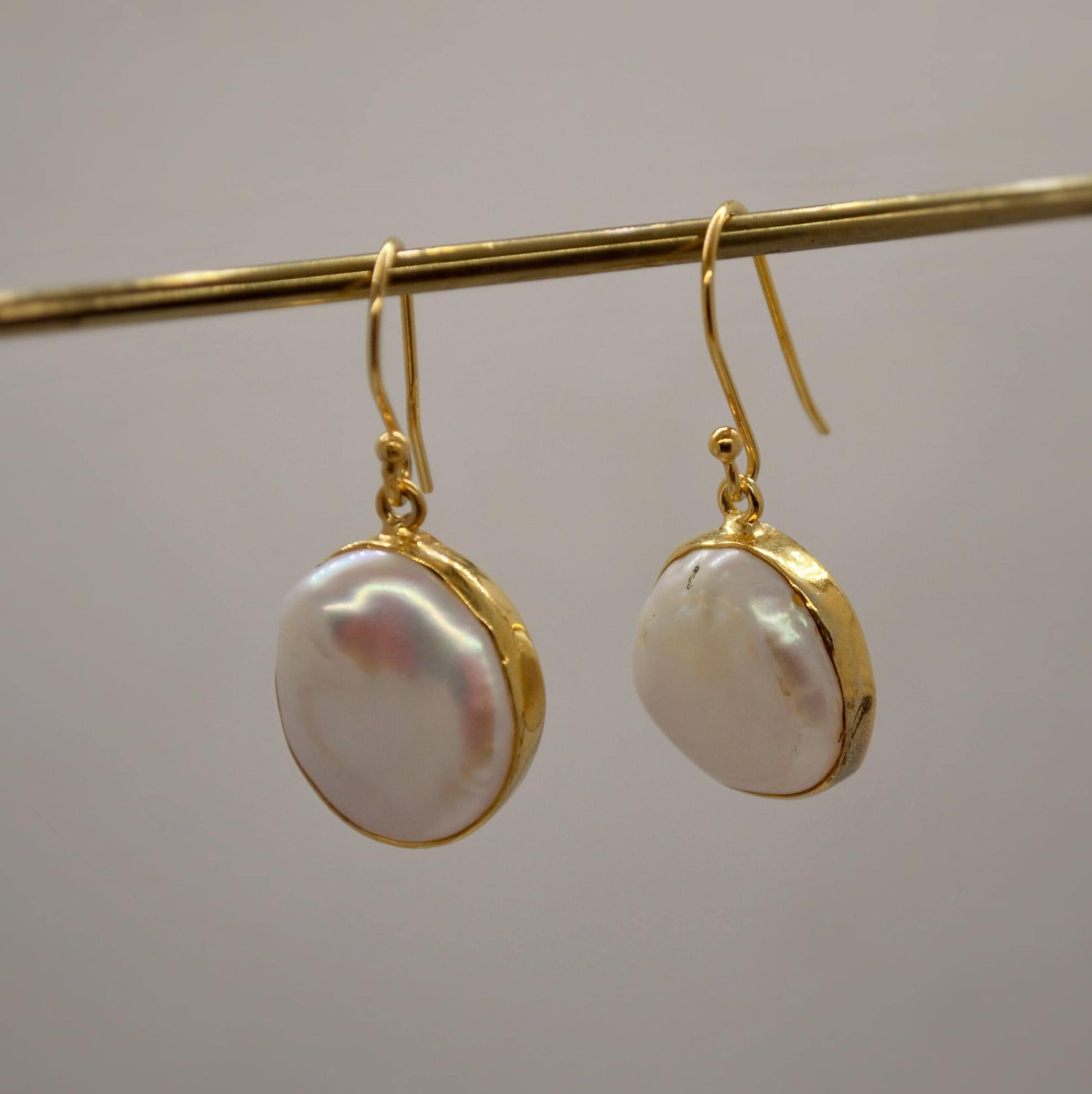 Pearl Earrings, Gold Plated Sterling Silver, June Birthstone Drop Earrings, Gemstone Earrings, Mothers Day Gift For Her, Birthday Gift