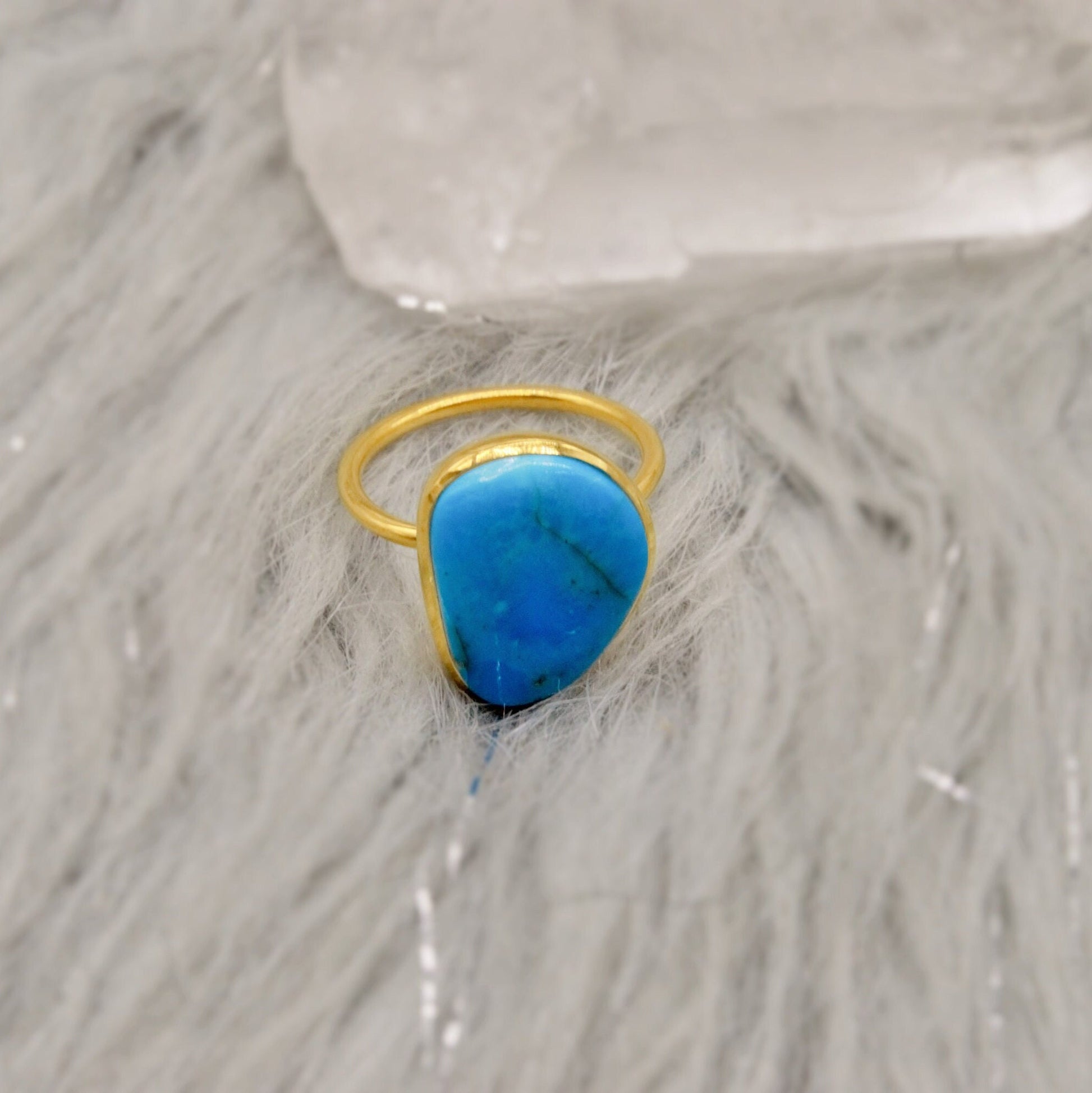 Gold Turquoise Ring, Gold Plated Sterling Silver Ring, December Birthstone, Gifts For Her, Birthday, Anniversary, Birthstone Ring