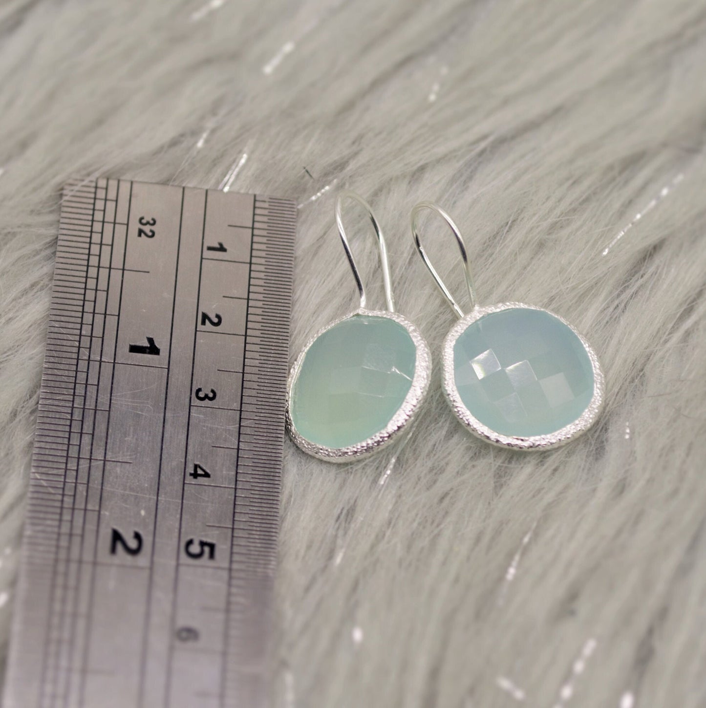 Aqua Chalcedony Earrings, Blue Dangle Earrings, Chalcedony Jewelry, Unique Sterling Silver Earrings, Birthday Gift For Her, Bridesmaid Gift