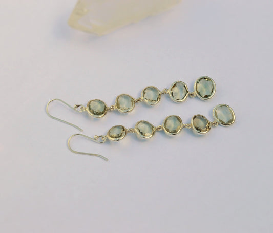 Green Amethyst Sterling Silver Earrings, February Birthstone Jewelry, Amethyst Dangle Earrings, Birthday Gift For Her, Bridesmaid Gift