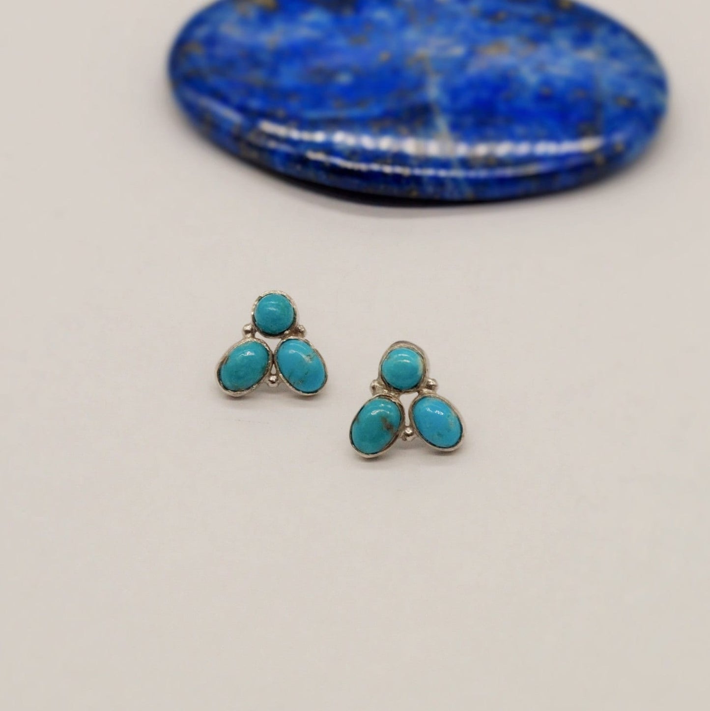 Turquoise Silver Stud Earrings Set, 925 Silver Studs, Turquoise Jewelry, December Birthstone, Gemstone Studs, Gifts For Her