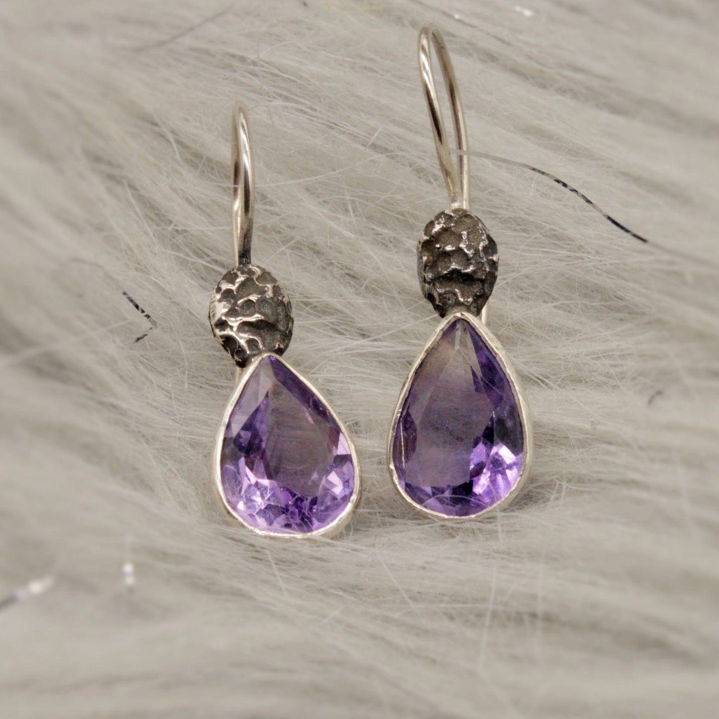 Amethyst Sterling Silver Earrings, February Birthstone Jewelry, Dangle Gemstone Earrings, Birthday Gifts For Her