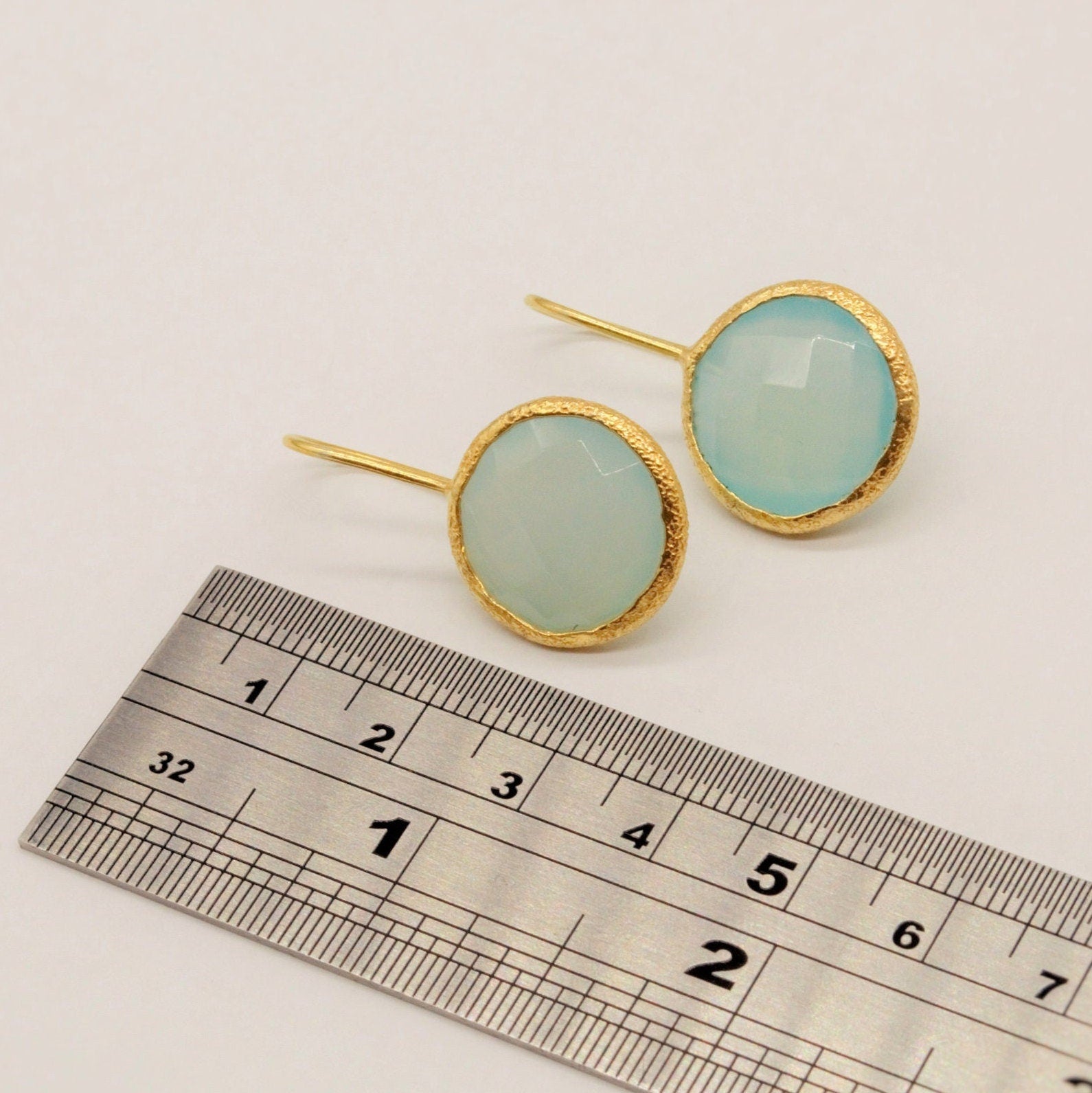 Gold Aqua Chalcedony Earrings, Blue Dangle Earrings, Chalcedony Jewelry, Gold Plated Unique Earrings, Birthday Gift For Her, Bridesmaid Gift