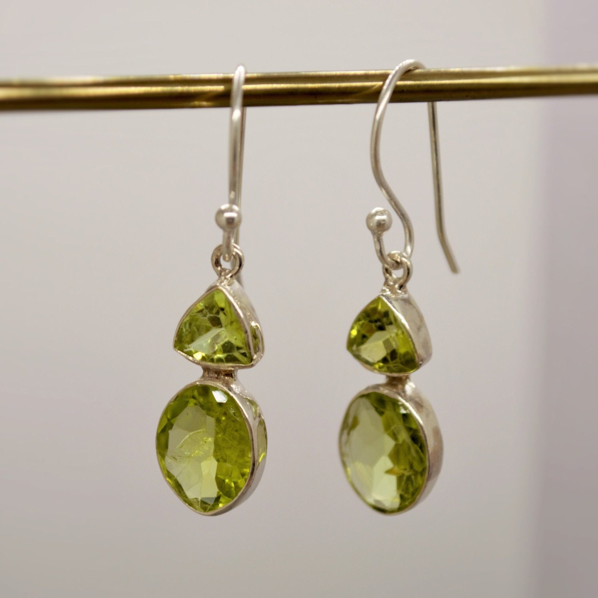 Peridot Earrings, Sterling Silver Earrings, August Birthstone, Unique Statement Dangle Drop Earrings, Green Gemstone Earrings