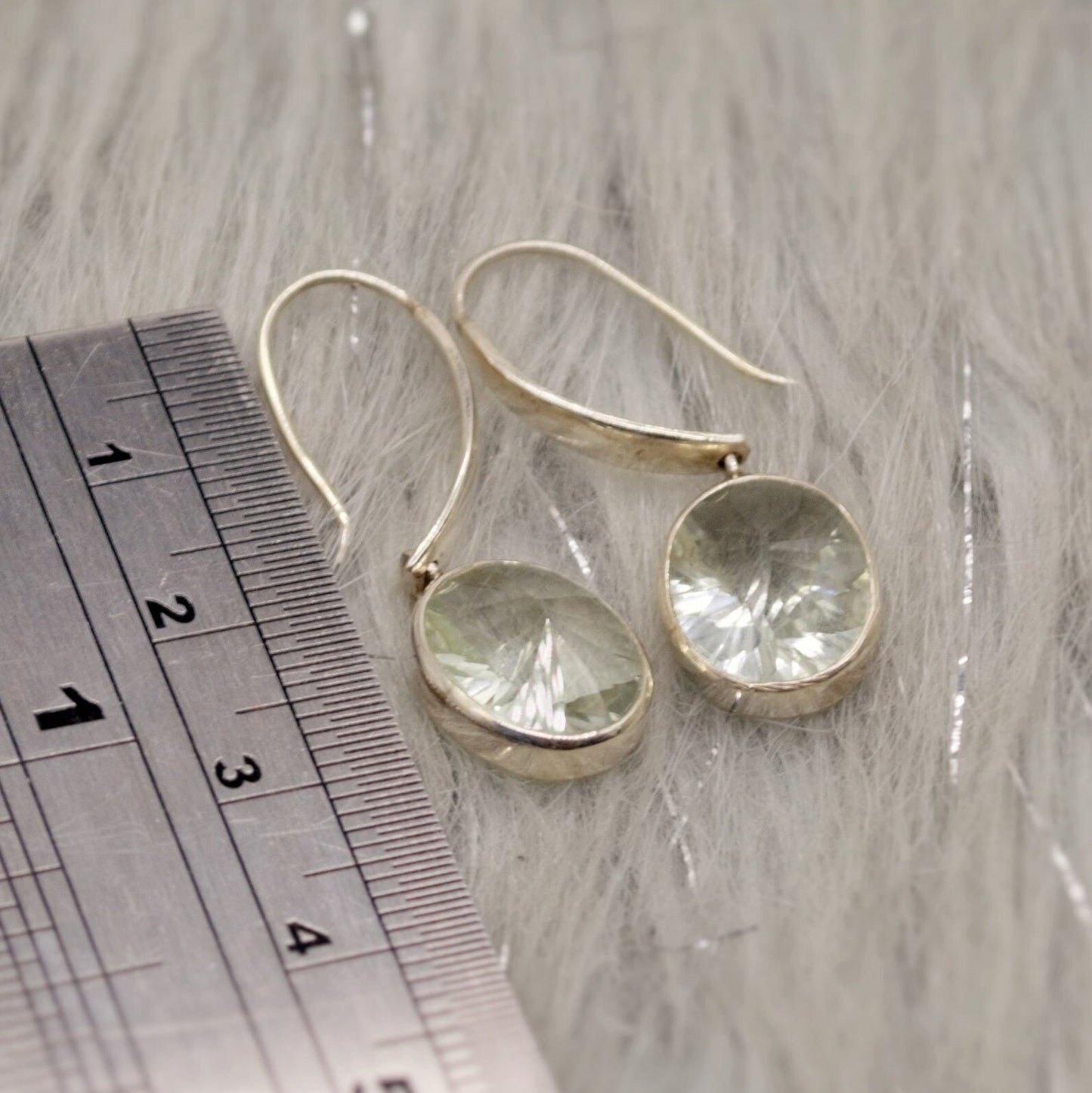 Green Amethyst Silver Earrings, Sterling Silver, February Birthstone Jewelry, Dangle Drop Earrings, Gemstone Dangle, Birthday Gifts For Her