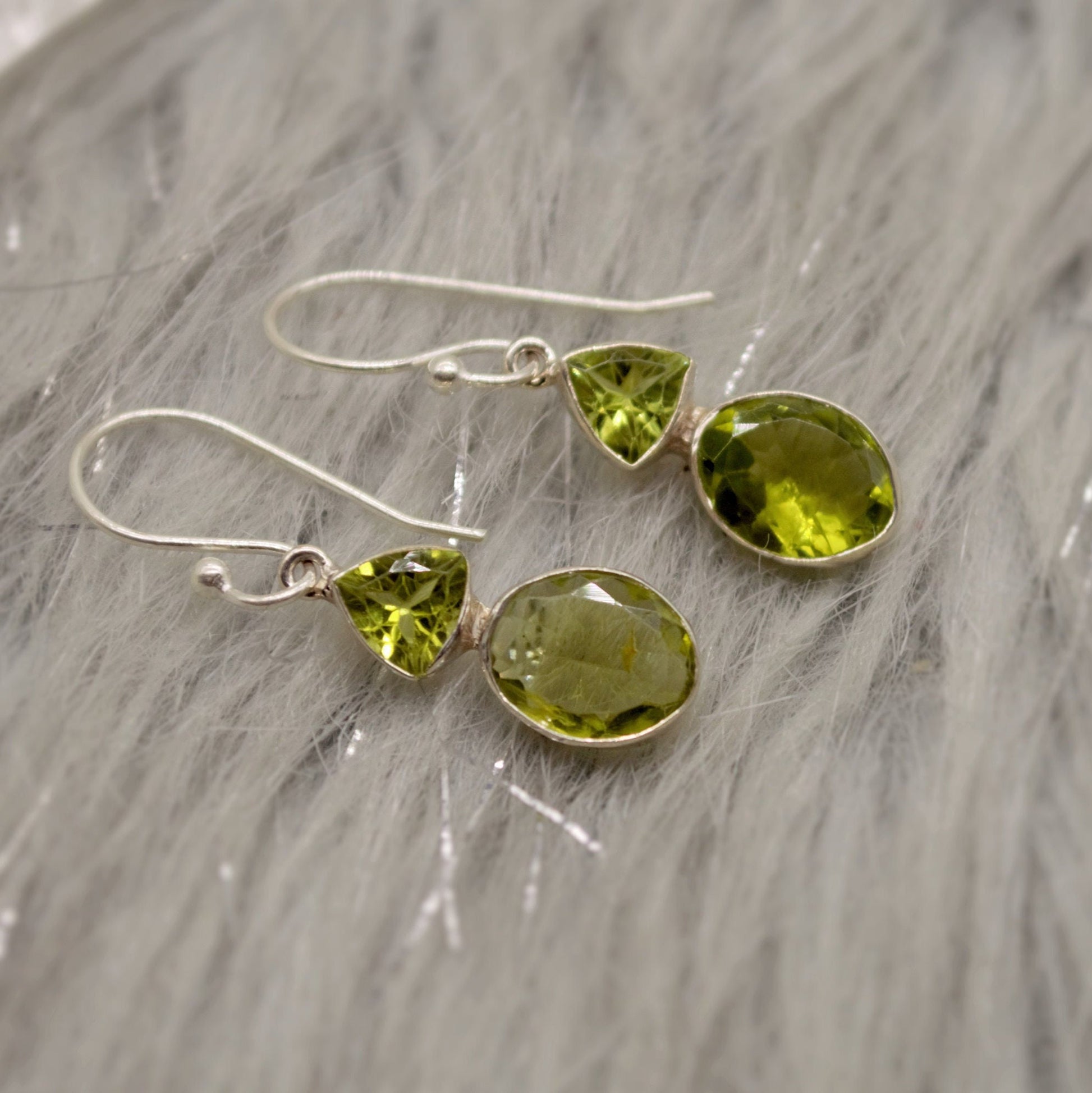 Peridot Earrings, Sterling Silver Earrings, August Birthstone, Unique Statement Dangle Drop Earrings, Green Gemstone Earrings