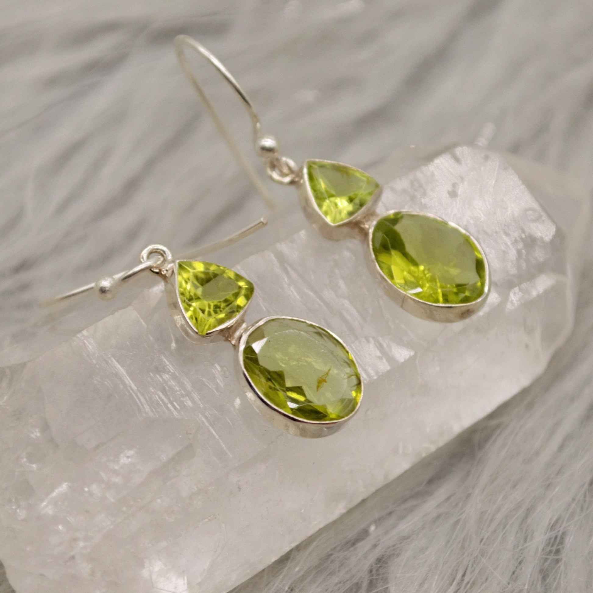 Peridot Earrings, Sterling Silver Earrings, August Birthstone, Unique Statement Dangle Drop Earrings, Green Gemstone Earrings