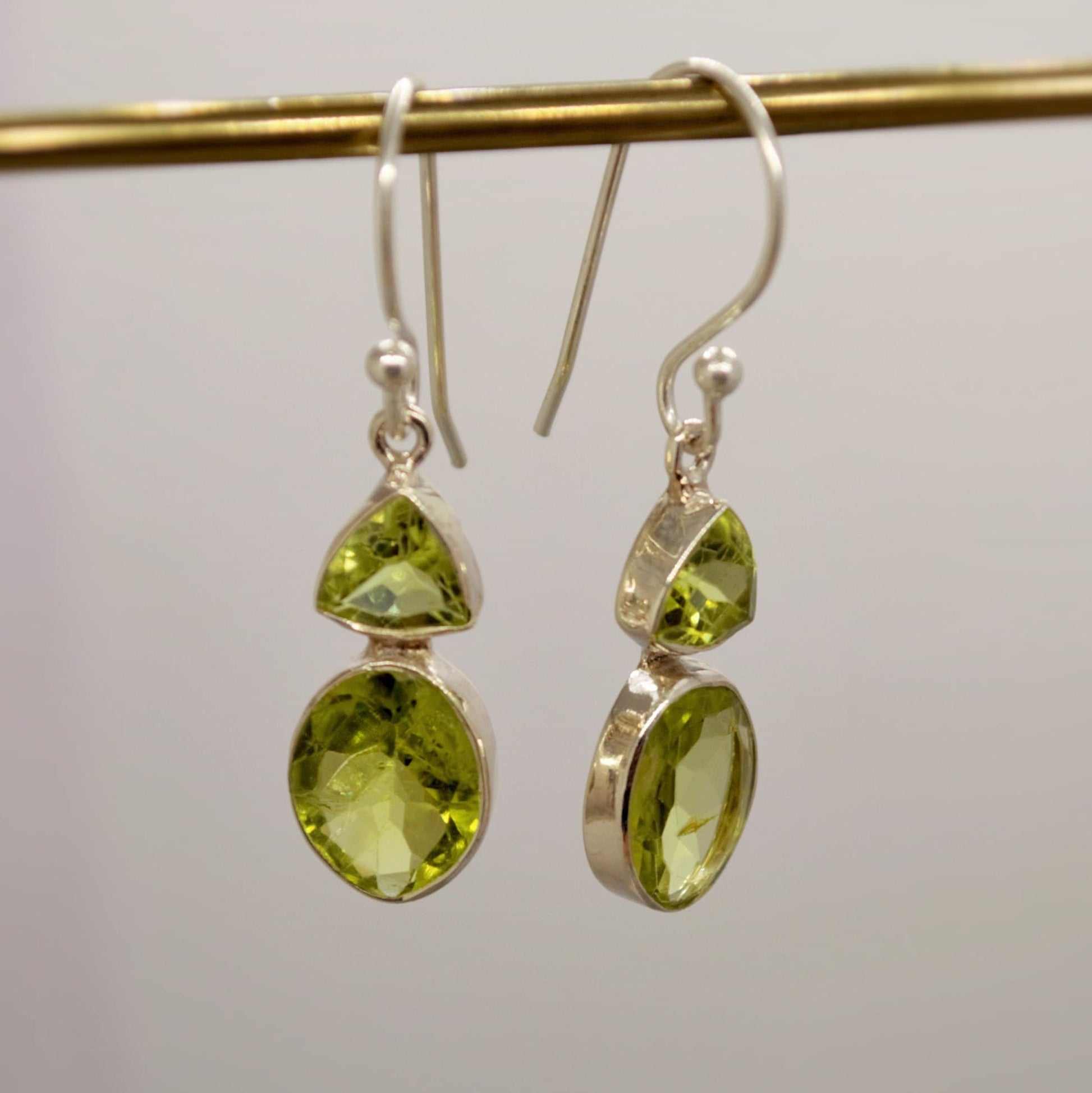 Peridot Earrings, Sterling Silver Earrings, August Birthstone, Unique Statement Dangle Drop Earrings, Green Gemstone Earrings