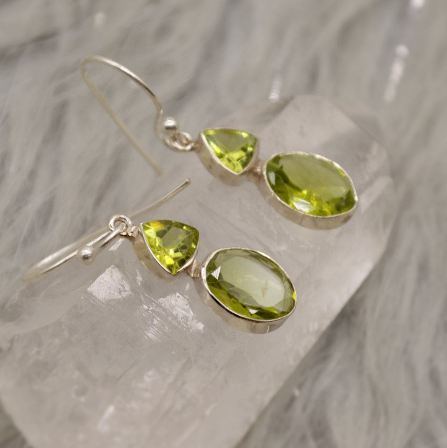 Peridot Earrings, Sterling Silver Earrings, August Birthstone, Unique Statement Dangle Drop Earrings, Green Gemstone Earrings