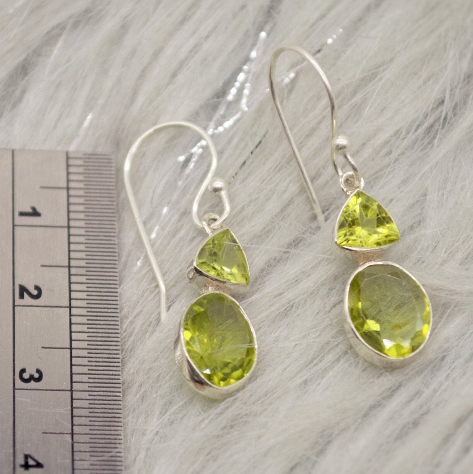 Peridot Earrings, Sterling Silver Earrings, August Birthstone, Unique Statement Dangle Drop Earrings, Green Gemstone Earrings